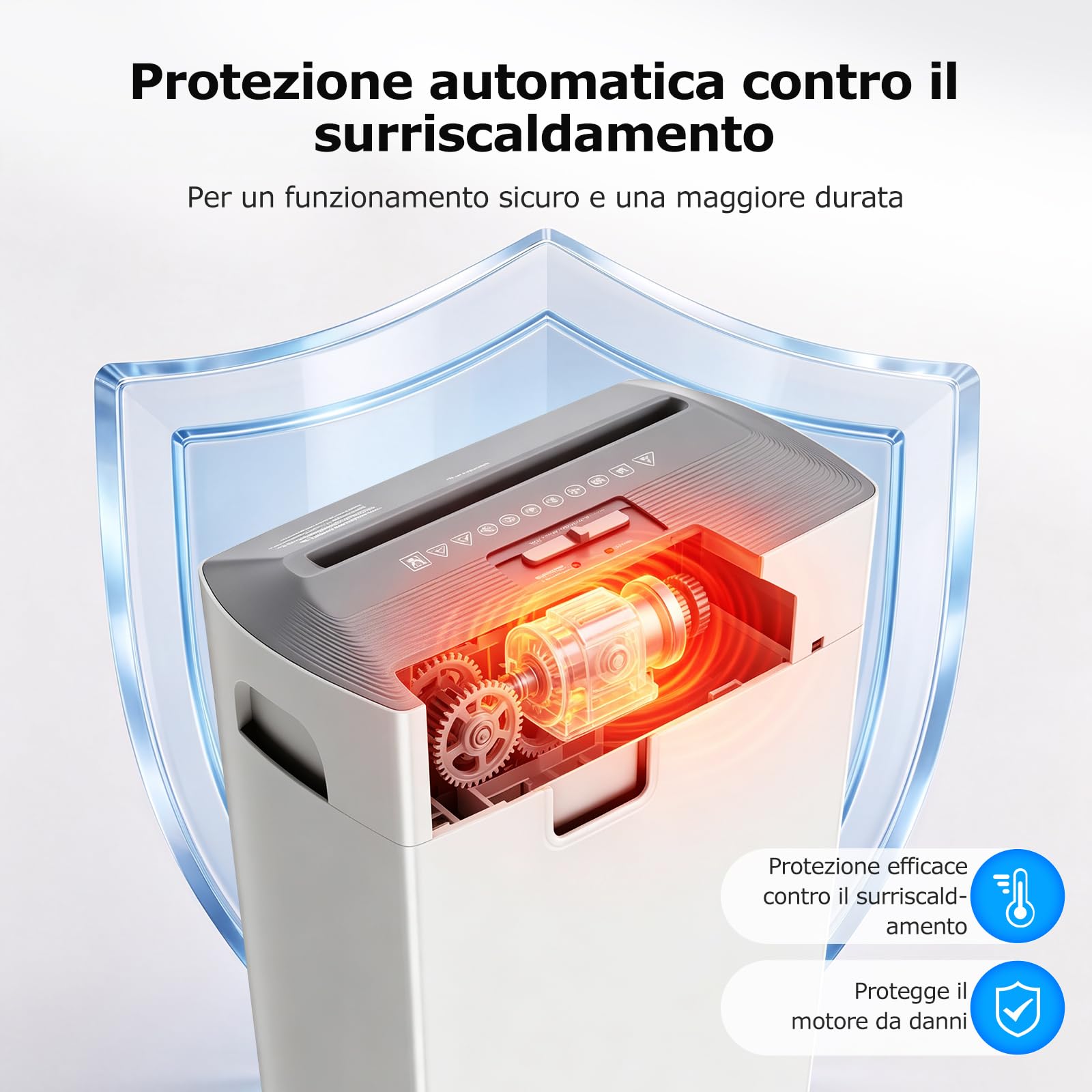 BONSEN Distruggidocumenti Microframmento 12 Fogli, Silenzioso 60dB, S5211-W | Cestino 21L, Livello di Sicurezza P-4, Tritadocumenti per Casa e Ufficio, Distrugge Carte di Credito, Punti & Graffette