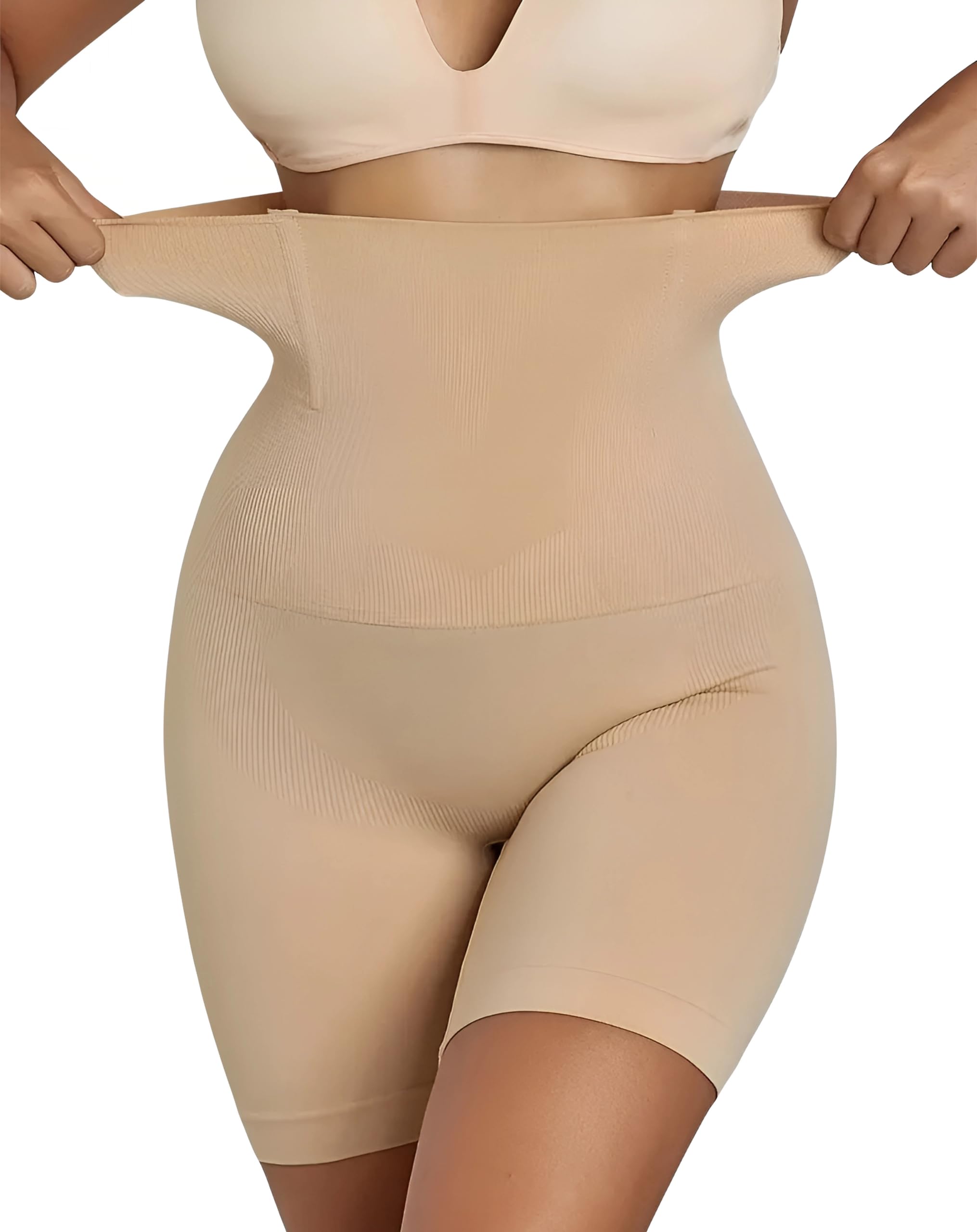 Tummy Control Shapewear Shorts for Women Body Shaper High Waisted Shapewear Invisible Under Dress (Waist Size Fits 30-39 Inch) (Free-Size)