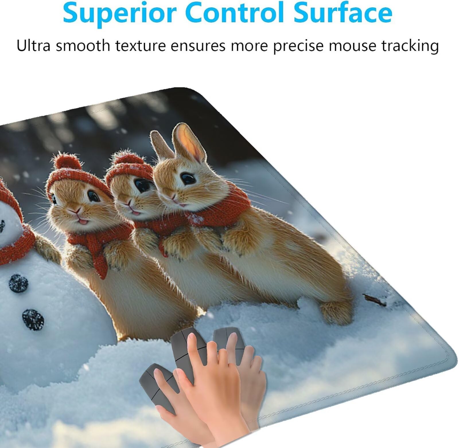 Tappetino Mouse Inverno Tappetino Mouse XXL 1200x600 mm, Animale Mousepad Sottomano Scrivania con Base in Gomma Antiscivolo, per Migliorare Precisione e Veloci Gaming Mousepad, Regalo per Uomo H-6082