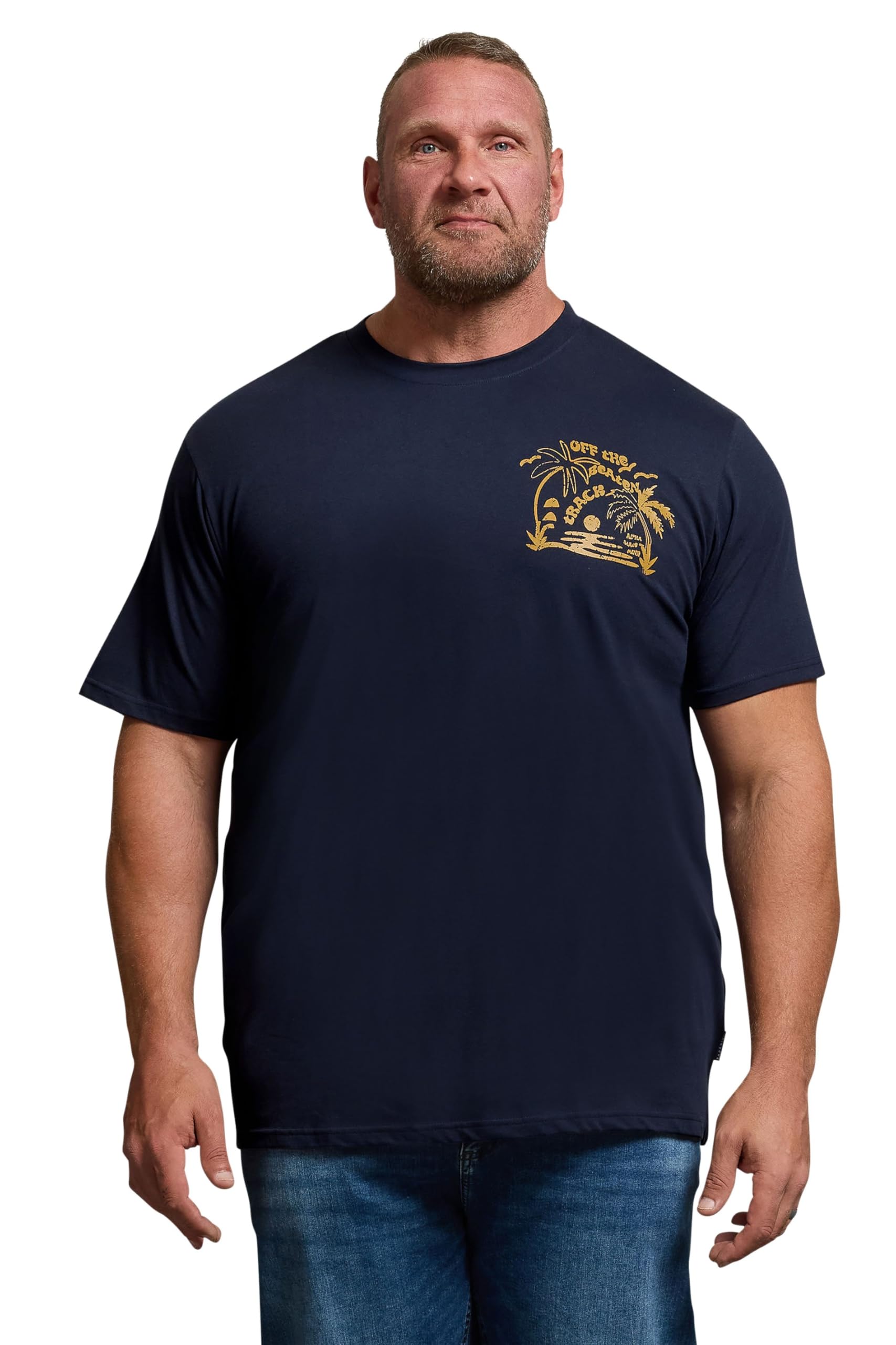 Badrhino Men's Dark Navy Big & Tall Navy Blue 'Chasing Waves' Graphic T-Shirt - Plus Size Curve