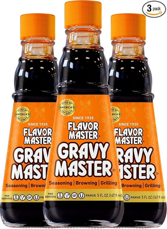 Gravy Master: Grilling, Seasoning and Browning Sauce - Ready to Use - 3 Bottles - Vegetarian, No Gluten - Kosher, Pareve - Grill, Glaze, Braise, Steak Crust - Made in the USA Since 1935