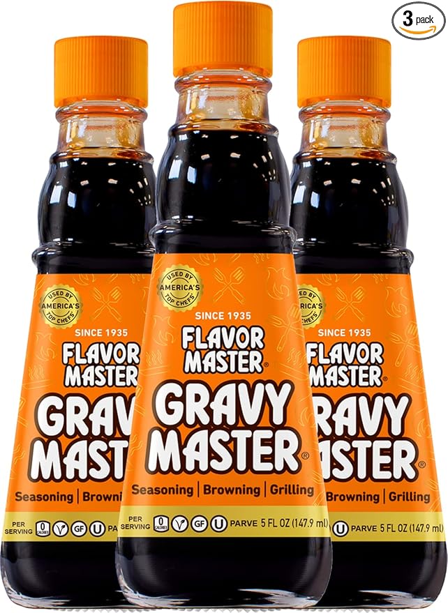 Gravy Master: Grilling, Seasoning and Browning Sauce - Ready to Use - 3 Bottles - Vegetarian, No Gluten - Kosher, Pareve - Grill, Glaze, Braise, Steak Crust - Made in the USA Since 1935