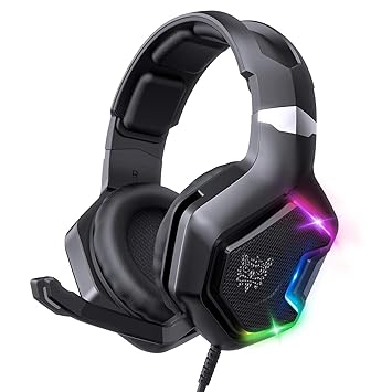 ONIKUMA K10 PRO Wired Gaming Headset with Noise Cancellation, RGB LED Light and 3.5mm Audio Plug, 50MM Driver, Compatible for Mobiles, PC, Laptop, Tablets, PS4, PS5 Xbox Consoles (Black)