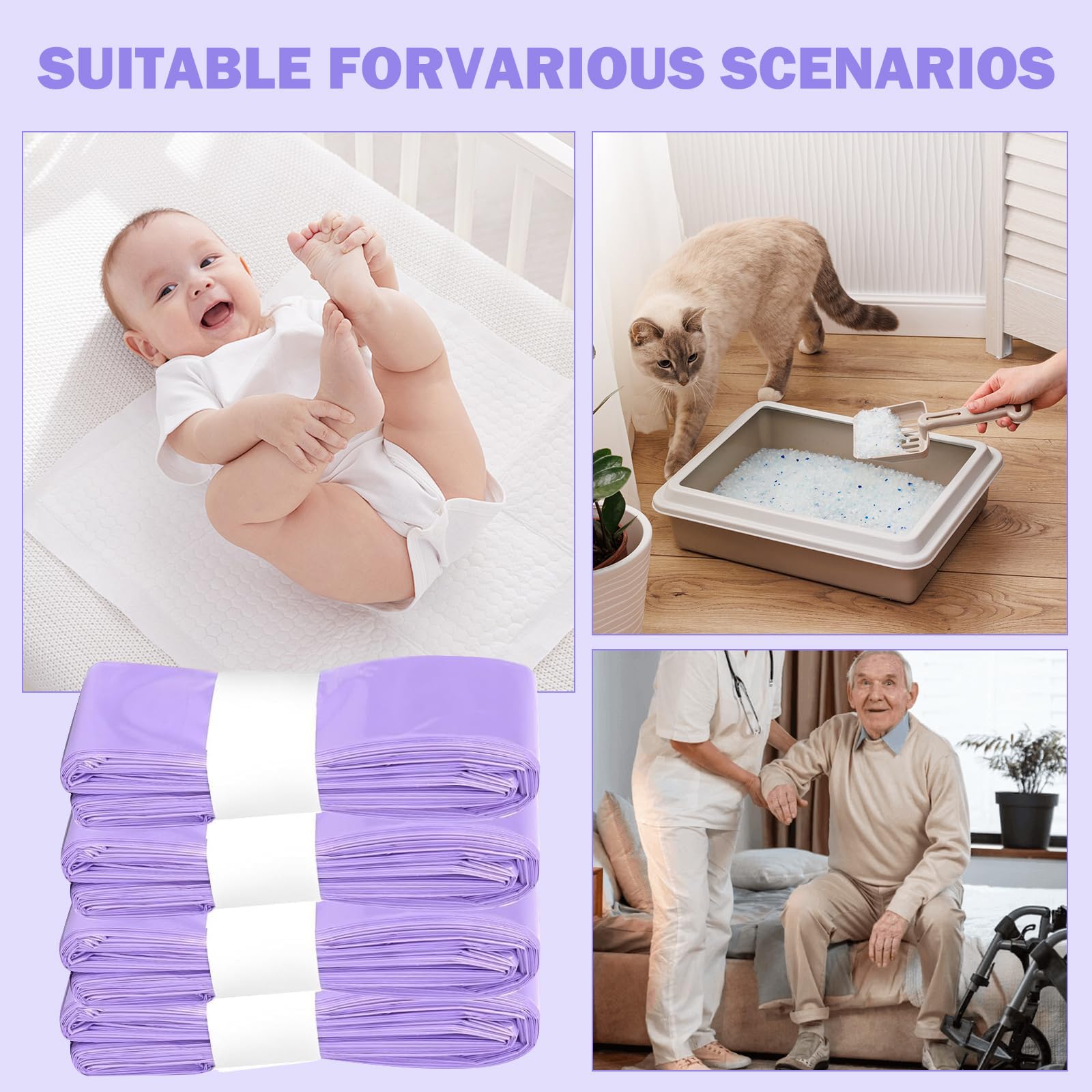 Sac Poubelle Couche Grande Capacité 12 Recharge, Résistant Anti-Odeur, Compatible Seaux à Couches (Violet)