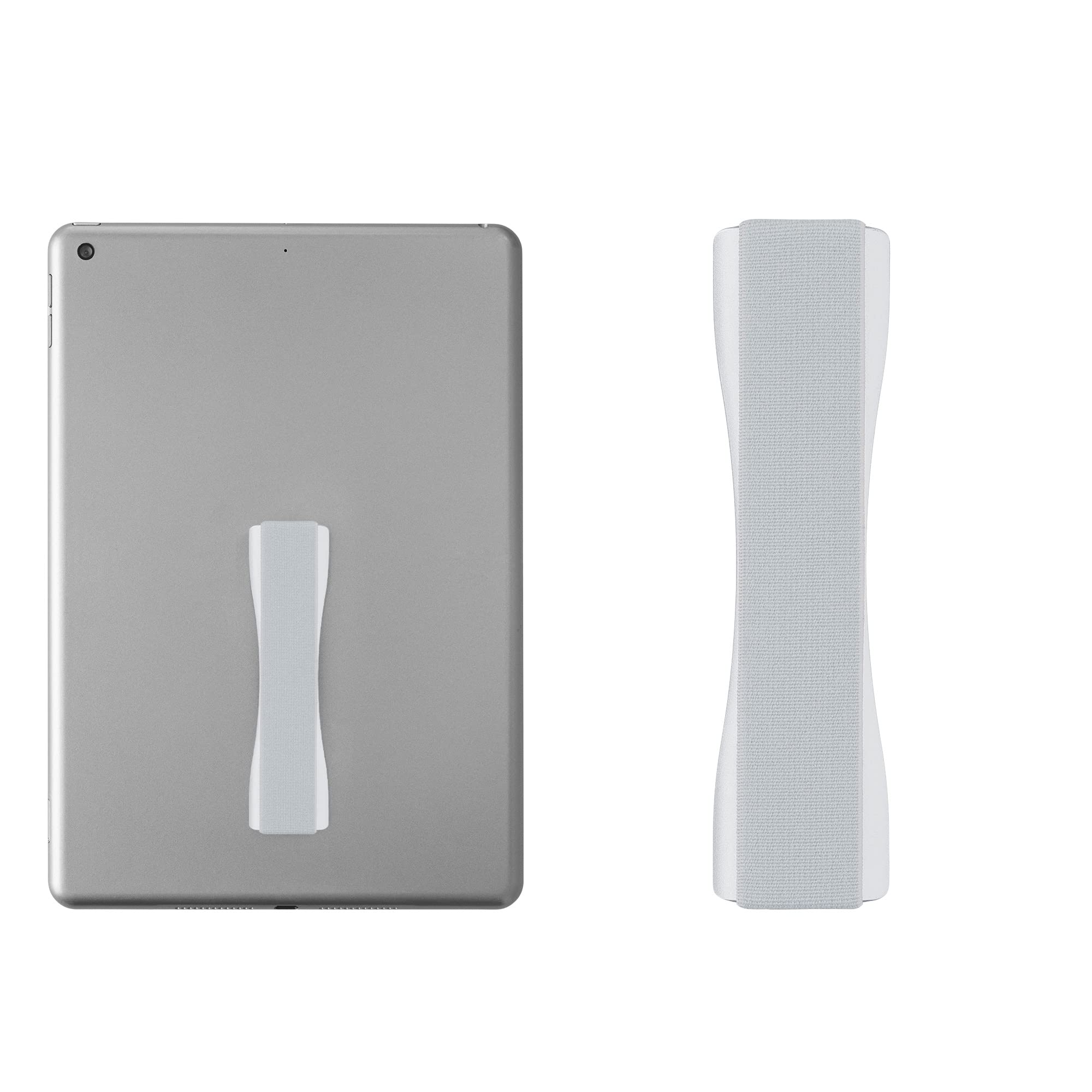 kwmobile Supporto Dita per Tablet Sostegno Adesivo Fascetta Elastica Impugnatura Mano Universale Compatibile con iPad Galaxy-Tab Porta Tablet argento