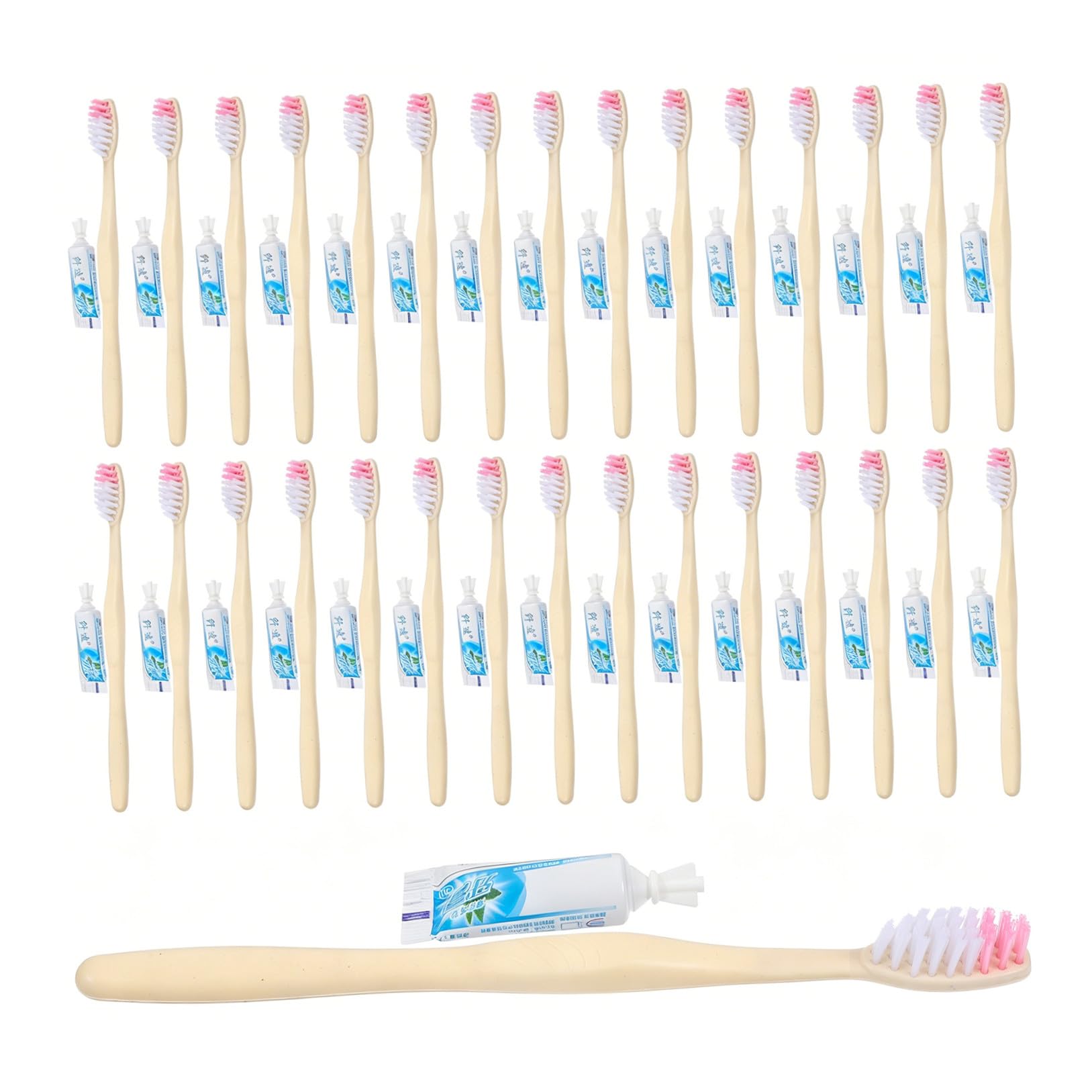 KICHOUSE Spazzolino da Denti Dentifricio per Viaggi, Set da 100 Pezzi Usa e Getta, Dimensioni Pratiche, Colore Giallo, Pensato per Igiene Orale in Hotel Stili multipli