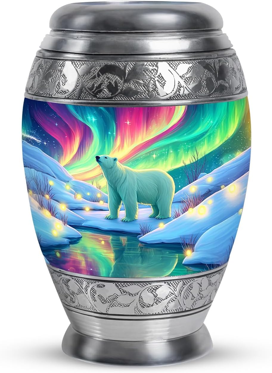 Bear Cremation Urns for Human Ashes Adult Female - - Sunset Mini Funeral Urn for Ashes Adult Male - Small Mini Funeral Ash Holders for Women - Blue Memorial Cremation Urns for Men - 3 Inch