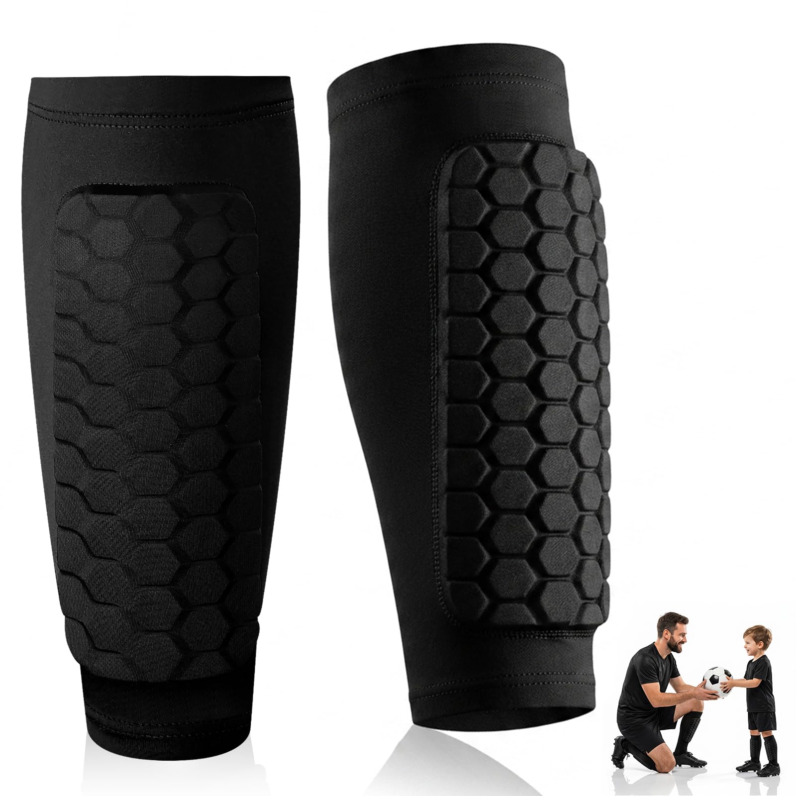 DESPOINA 1 Par Espinilleras Futbol Niño, Espinilleras Futbol Pequeñas con Calcetines, Protectores de Pantorrilla Antideslizantes para Niños Juegos, Tallas XS/S/M/L