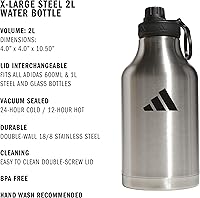 Vista 2 de adidas Stainless Steel Metal Water Bottle (1L) and (2L) Screw Cap