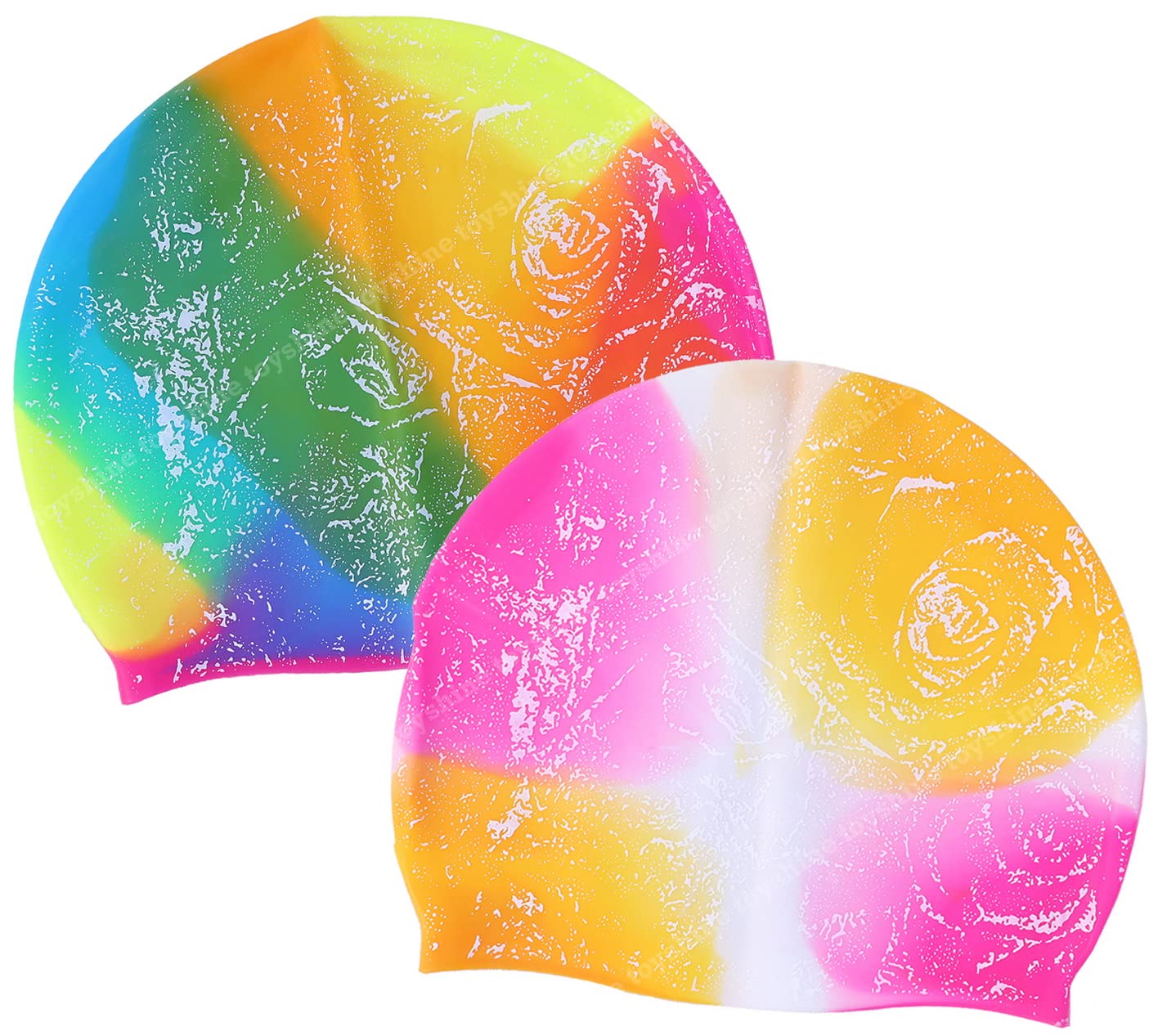 Toyshine Bathing Caps Non-Slip for Long Hair Silicone Swimming Caps for Women, Spray Design Pink Multi - Rainbow Multi (Pack of 2) SSTP (B0B65LL4WL) Amazon Price History, Amazon Price Tracker
