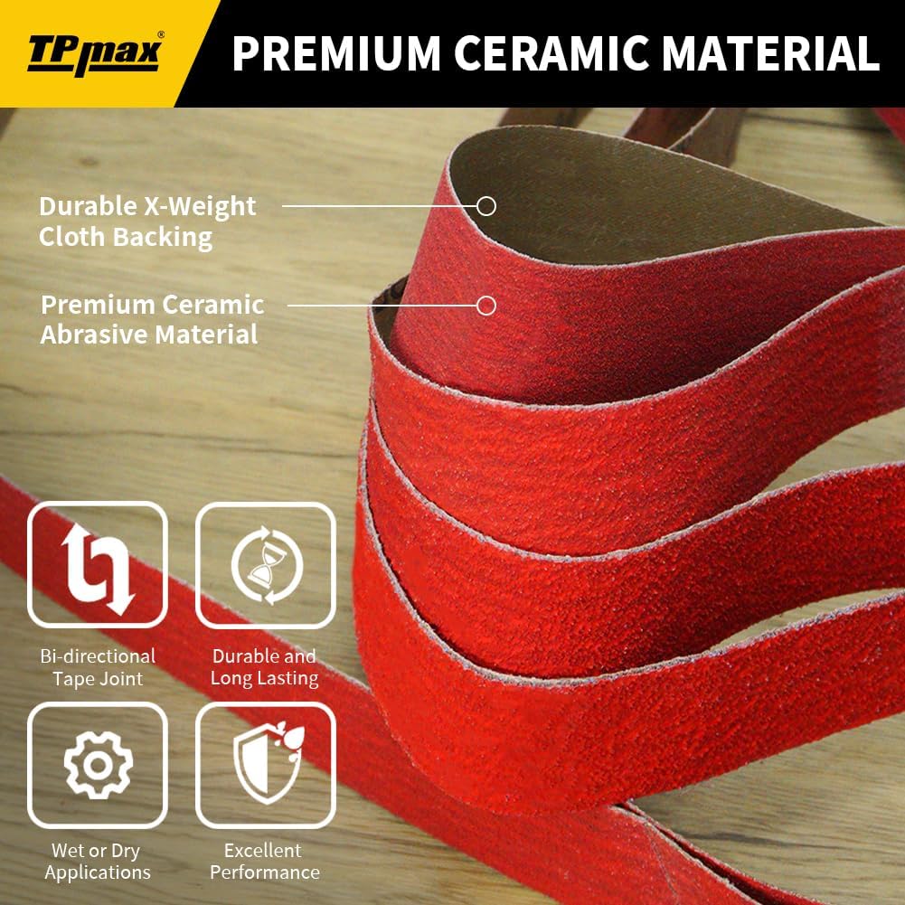 2x72 Inch Ceramic Sanding Belts (40/60/80/120 Grits) & 1-1/2 x 1-1/2 x 8 Inch Abrasive Cleaning Eraser Stick