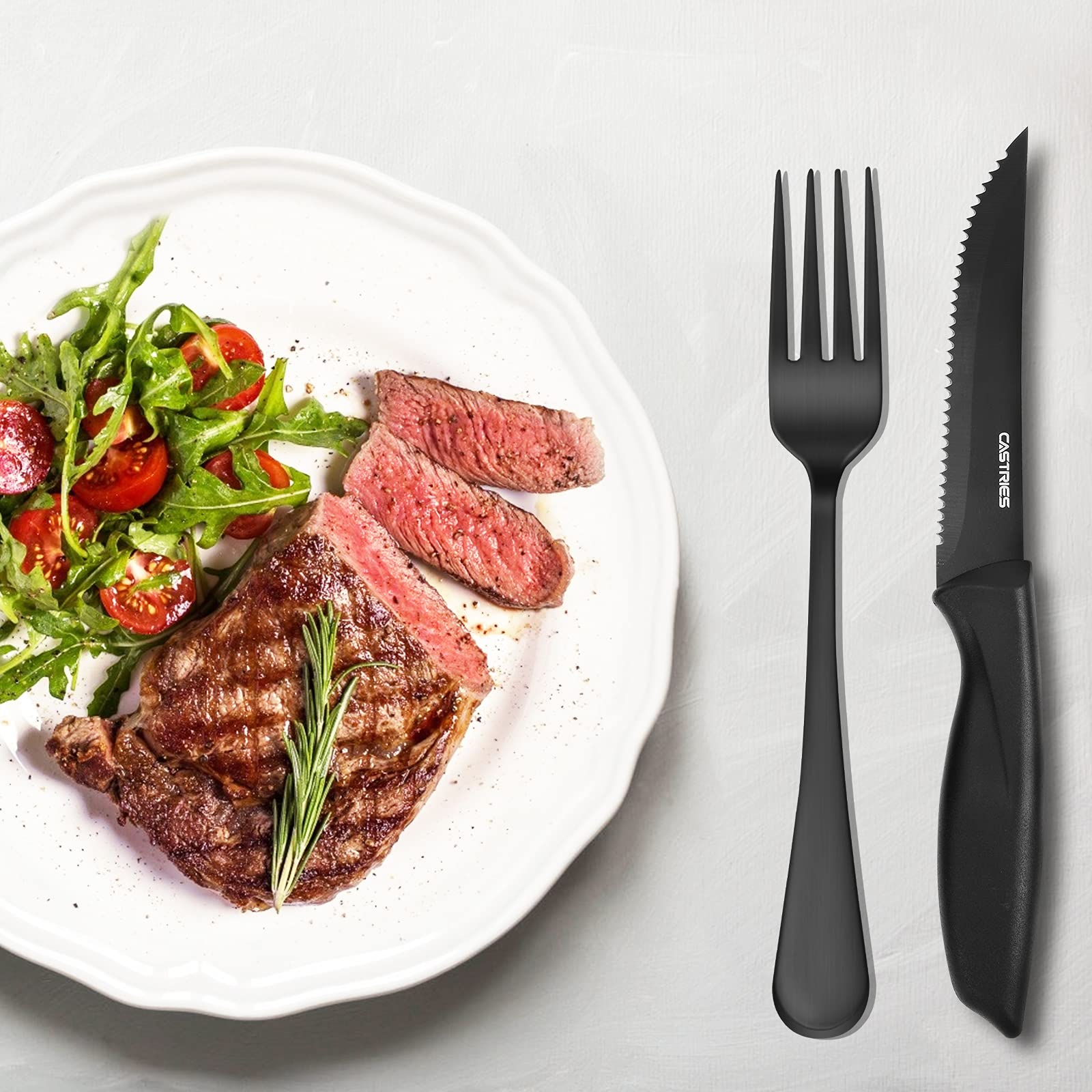 Black Silverware Set, 24 Piece Matte Stainless Steel Silverware