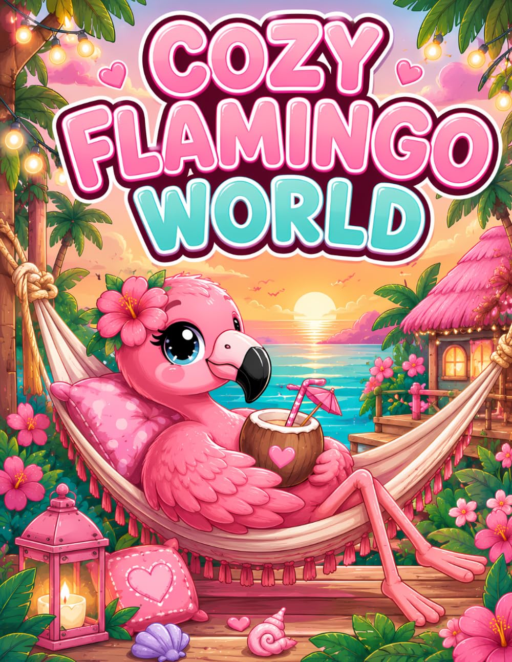 Cozy Flamingo World: Cute Flamingo Coloring Book for Kids Ages 4–8 | Fun Adventures and Easy Coloring Pages