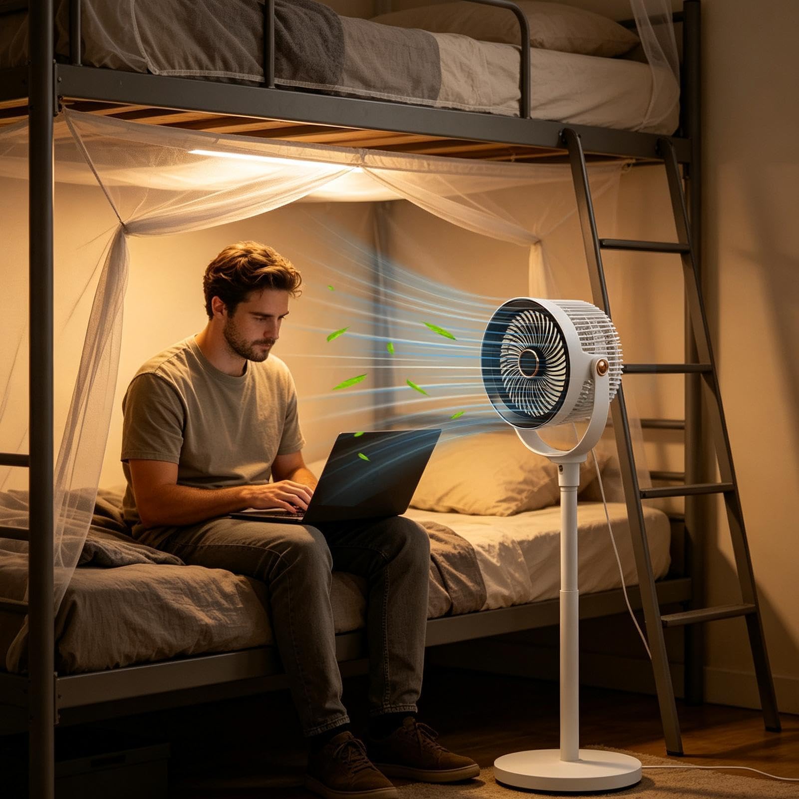 Ventilador De Suelo 5 velocidades potente flujo de aire recargable con luz