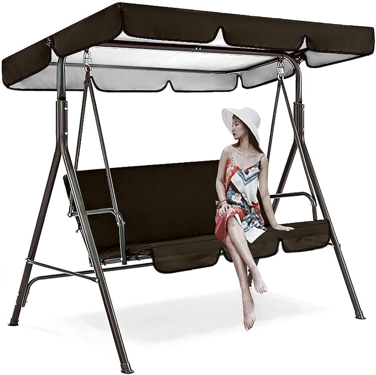 Swing Canopy Replacement Cover Waterproof Top Cover Sun Shade, Universal Replacement Canopy for Outdoor Garden Patio Hammock Porch Yard, Top Cover Only,Green,190 * 132 * 15cm