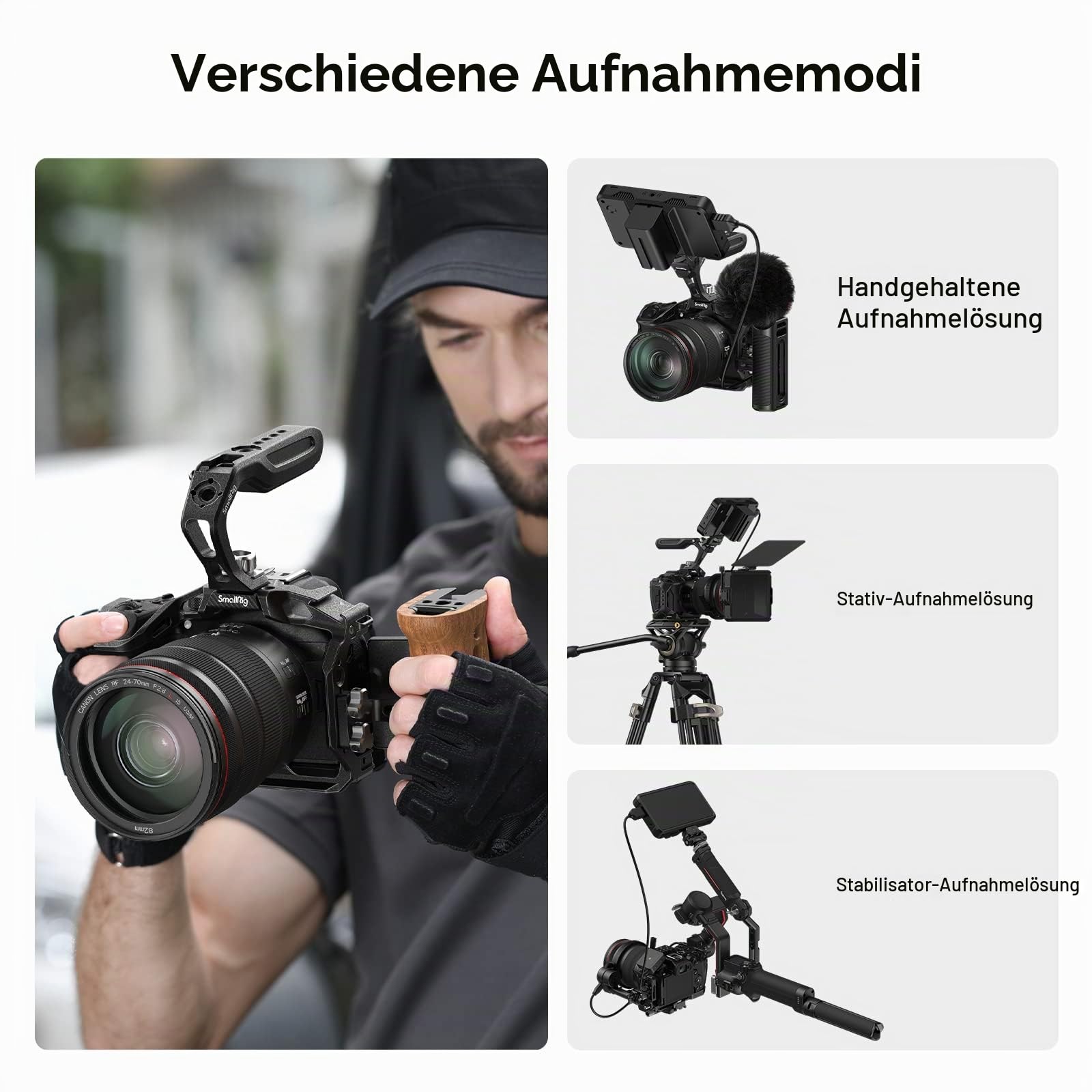 SMALLRIG R7 Cage mit Integrierter Schnellwechselplatte für Arca Standard, Kaltschuh, NATO-Schiene und Gewindelöchern, Formschlüssiger Kamerakäfig, Video-Rig für Canon R7 (Aktualisierte Version) -4003B