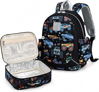 CAMTOP Toddler Backpack for Boys Girls, 12" H Kids Backpacks with Lunch Box for Kindergarten Preschool