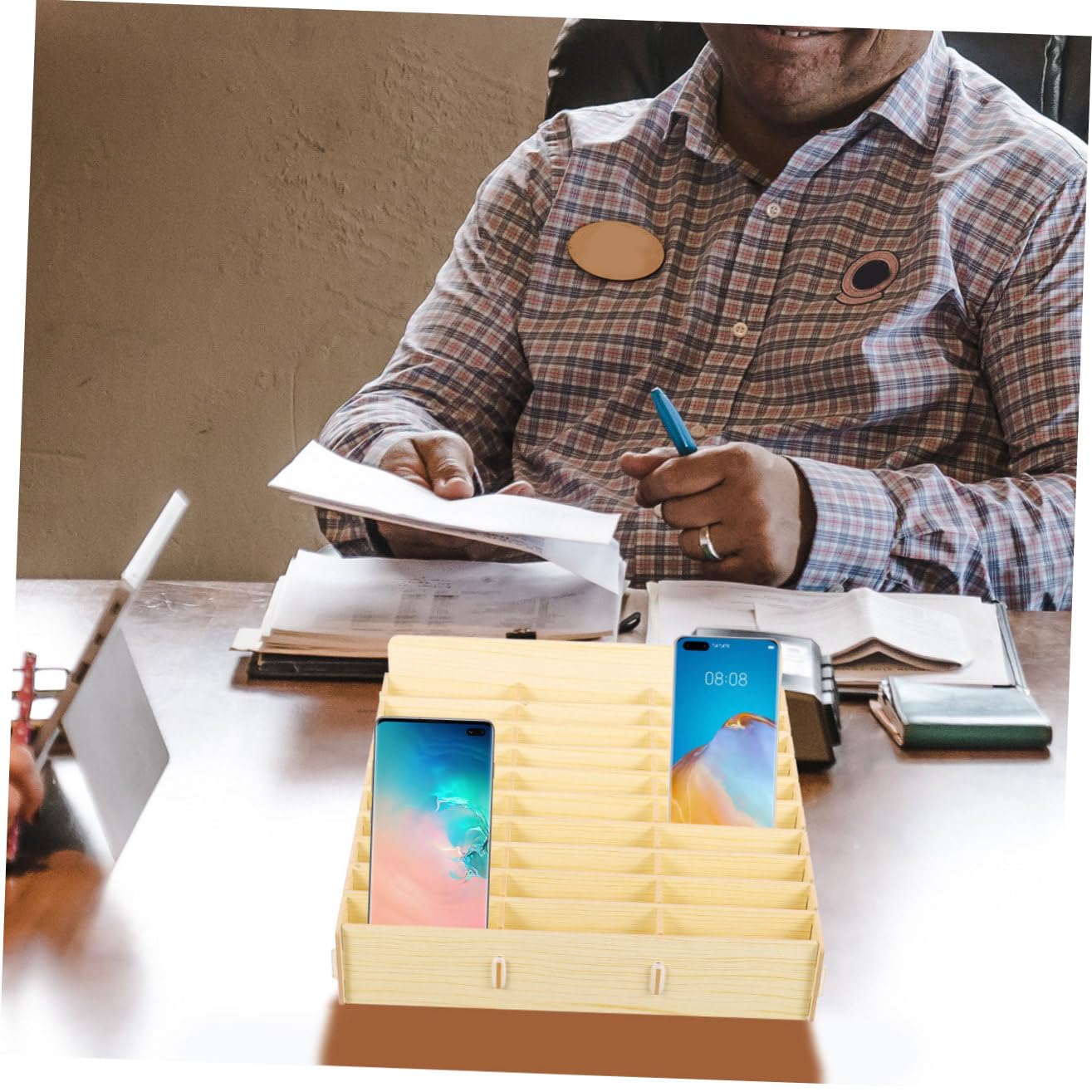 PRETYZOOM Organizer da Scrivania in Legno Portaoggetti da Tavolo Scomparti Multipli per Casa e Studio Design Semplice per Camera e Soggiorno
