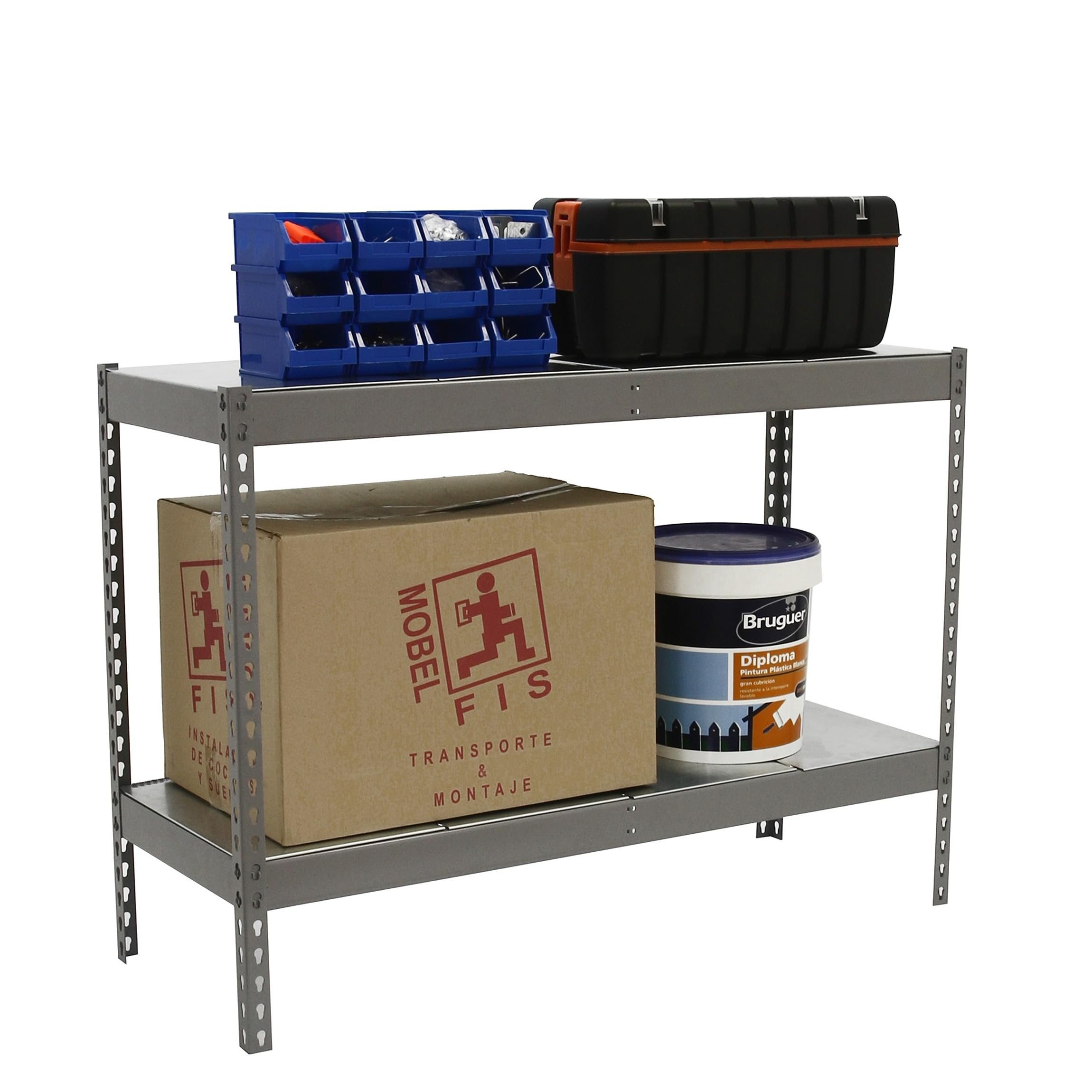 SimonRack Scaffale metallico, 400 kg di punto flessione, 900x1200x600 mm, 2 ripiani, scaffalatura, scaffalatura industriale, grigio/zincato - SimonWorkshop