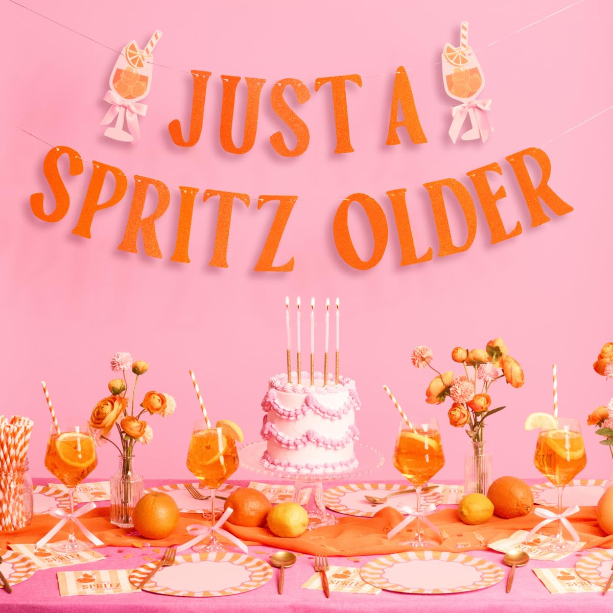 xo, Fetti Just A Spritz Older Banner | Birthday Cocktail Party Decor