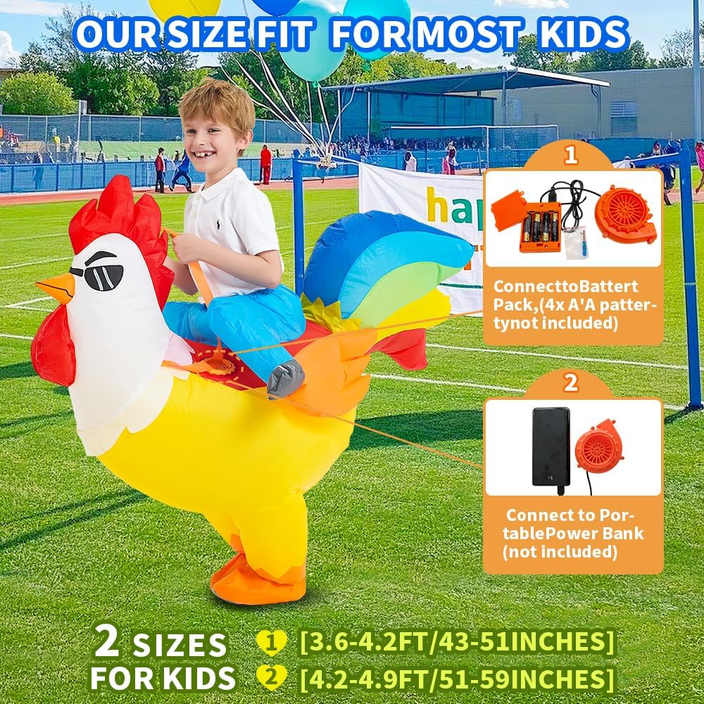 Chicken Costume Kids, Inflatable Costumes for Kids/Boy/Girls, Blow up Rooster Costume for Halloween Party - Image 4