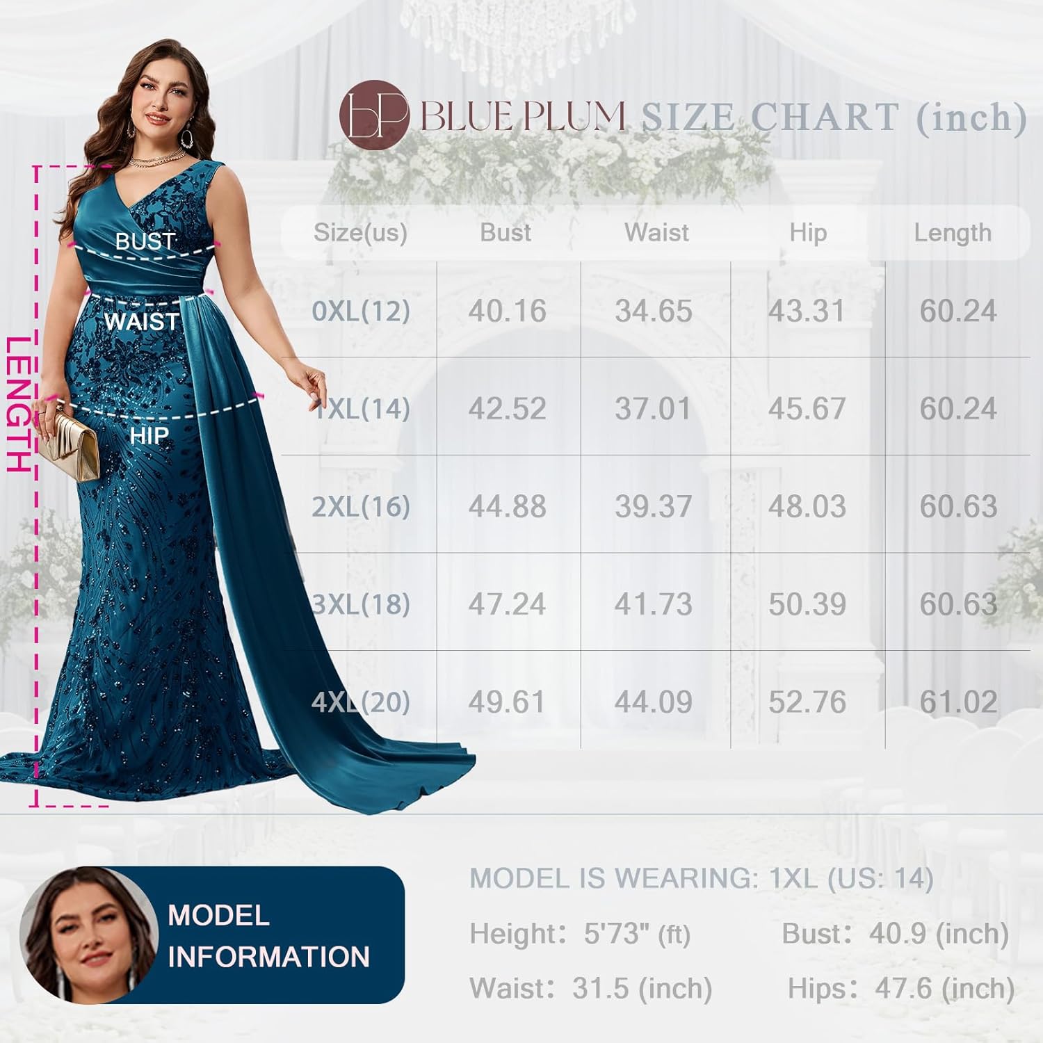 Plus Size V-Neck Formal Dresses for Women, Sleeveless Mermaid Evening Gown with Embroidery, Ruching & Flowing Tail