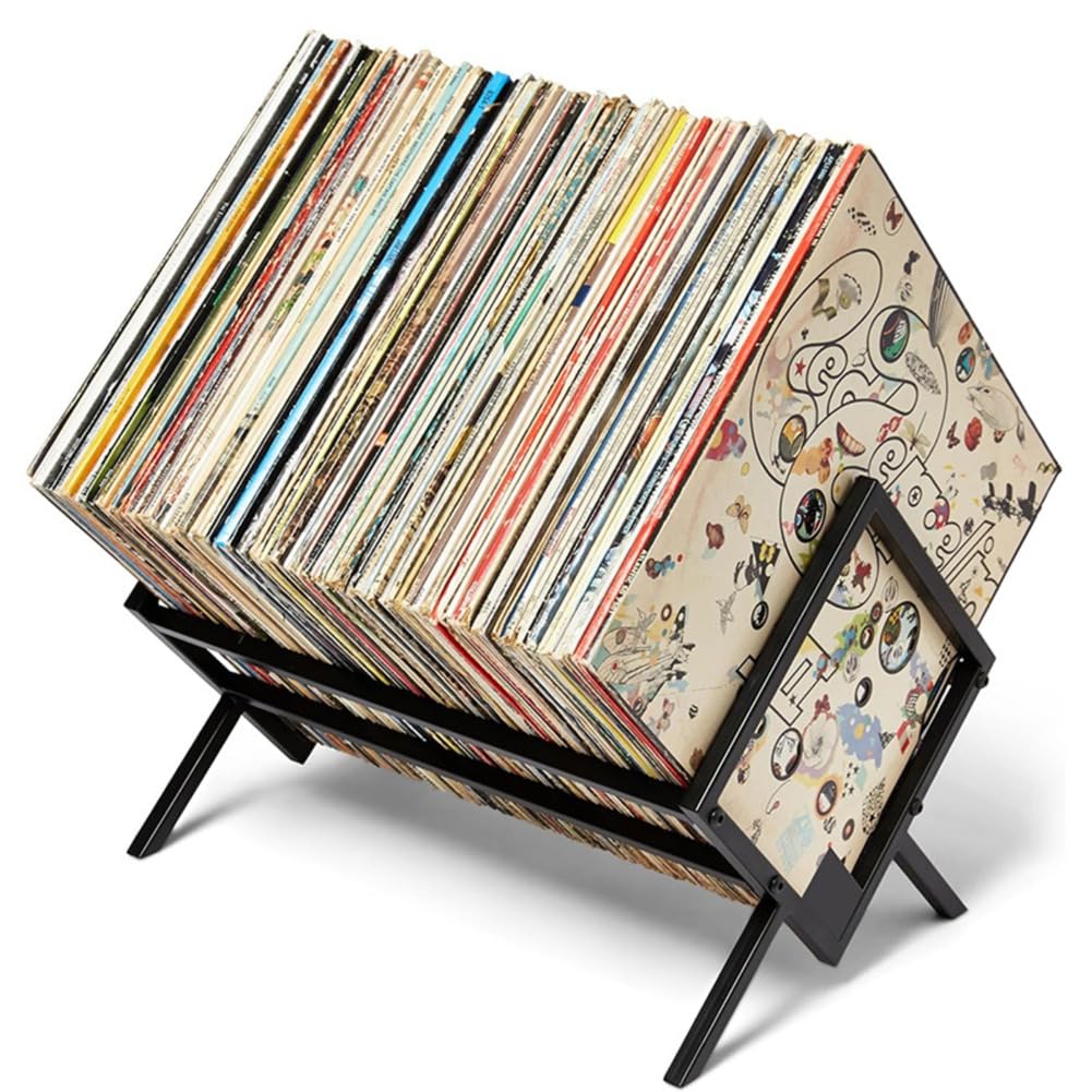 100Lps Sk matowy czarny stojak na płyty winylowe, łatwy montaż, stojak do przechowywania książek, czasopism, plików i płyt winylowych, stylowy i oszczędzający miejsce design