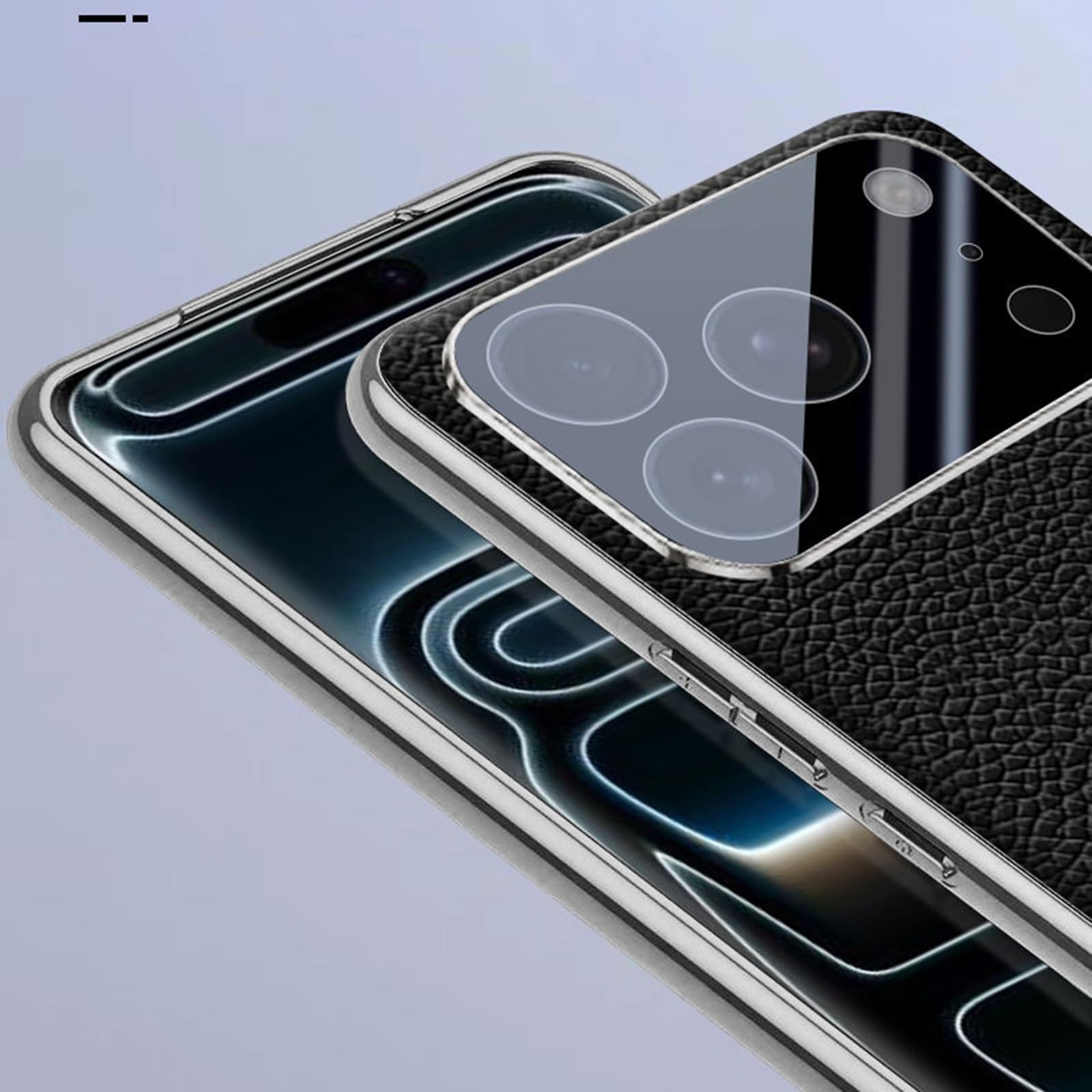 Skórzane etui do iPhone'a 17 Pro Max/17 Pro/17 Air/17, odporne na wstrząsy, pełna ochrona aparatu, galwanizowana krawędź, smukła obudowa, czarny, 17 Air