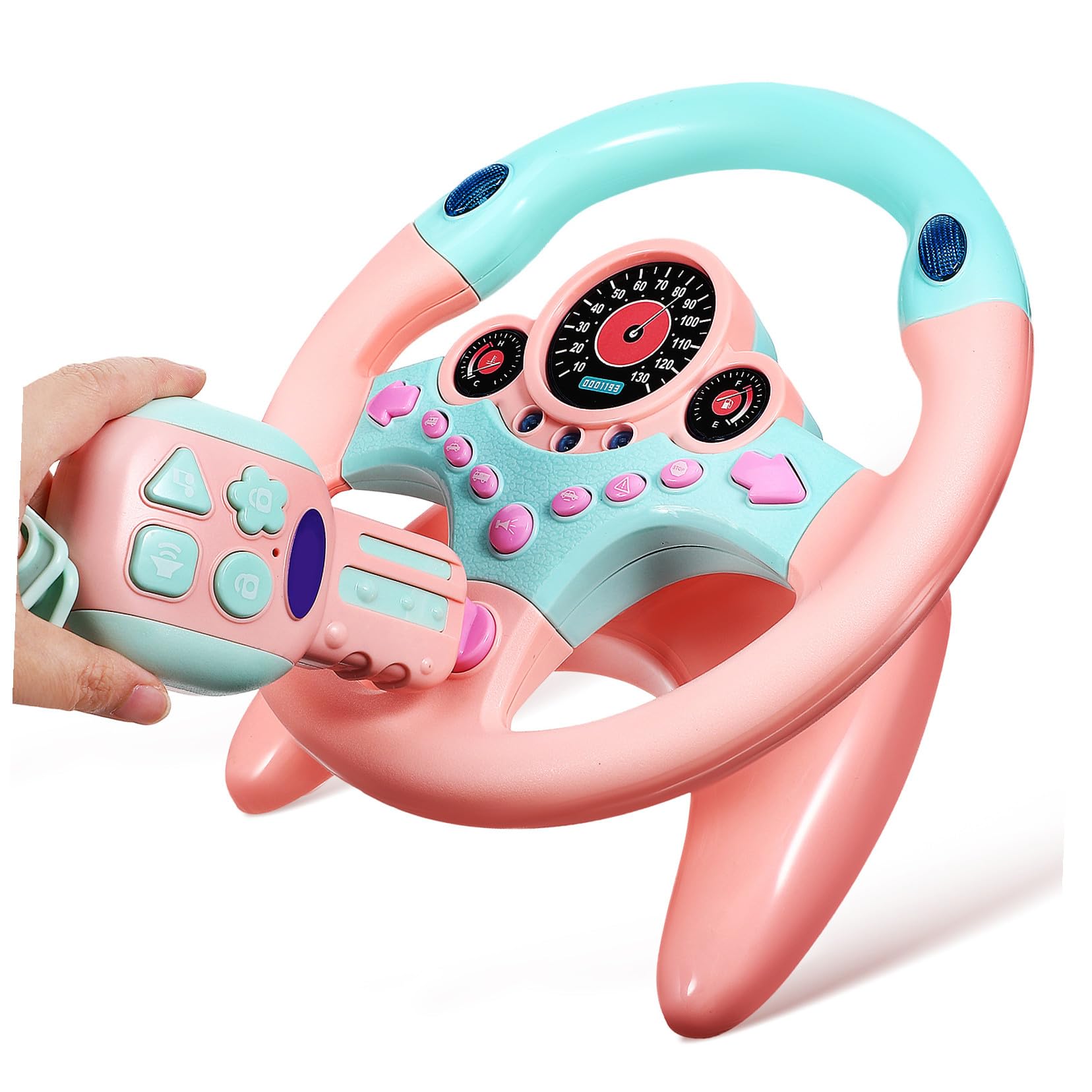Giocattolo Sterzo Auto Simulato Rosa Luci, Suoni e Chiave