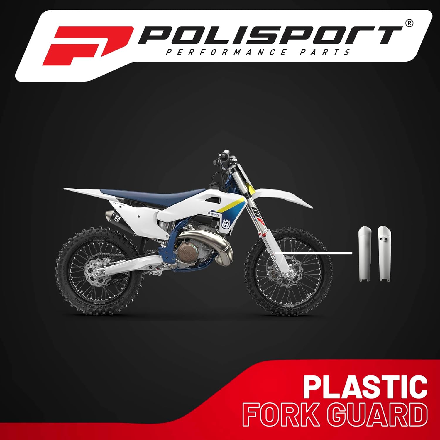 Polisport OEM Quality Fork Guards for Husqvarna TE/FE/TC/FC & KTM SX/XC/EXC Models -White-Durable, Impact-Resistant Replacement Plastic