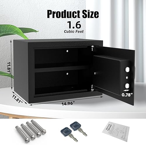 Miniatura 7 de 1.2 pies cúbicos Caja de seguridad PATRON con llave, caja de seguridad digital para el hogar, caja fuerte para el hogar, caja fuerte de pared con