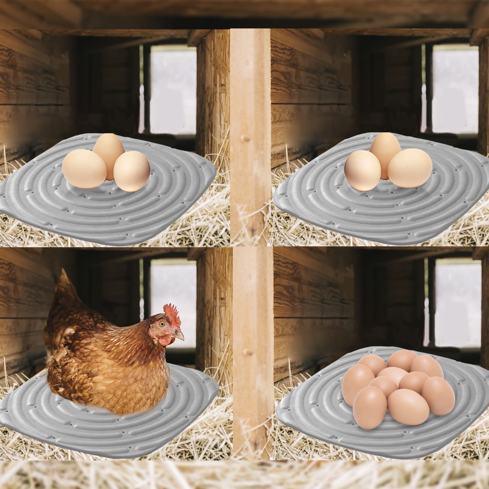Caja Nido de Pollo, 8pcs Almohadillas de anidación Suaves para gallinero, 11.8inch Alfombrillas Reutilizables para anidar gallinas, Accesorios para Proteger Huevos de gallina (Naranja) (Gris)