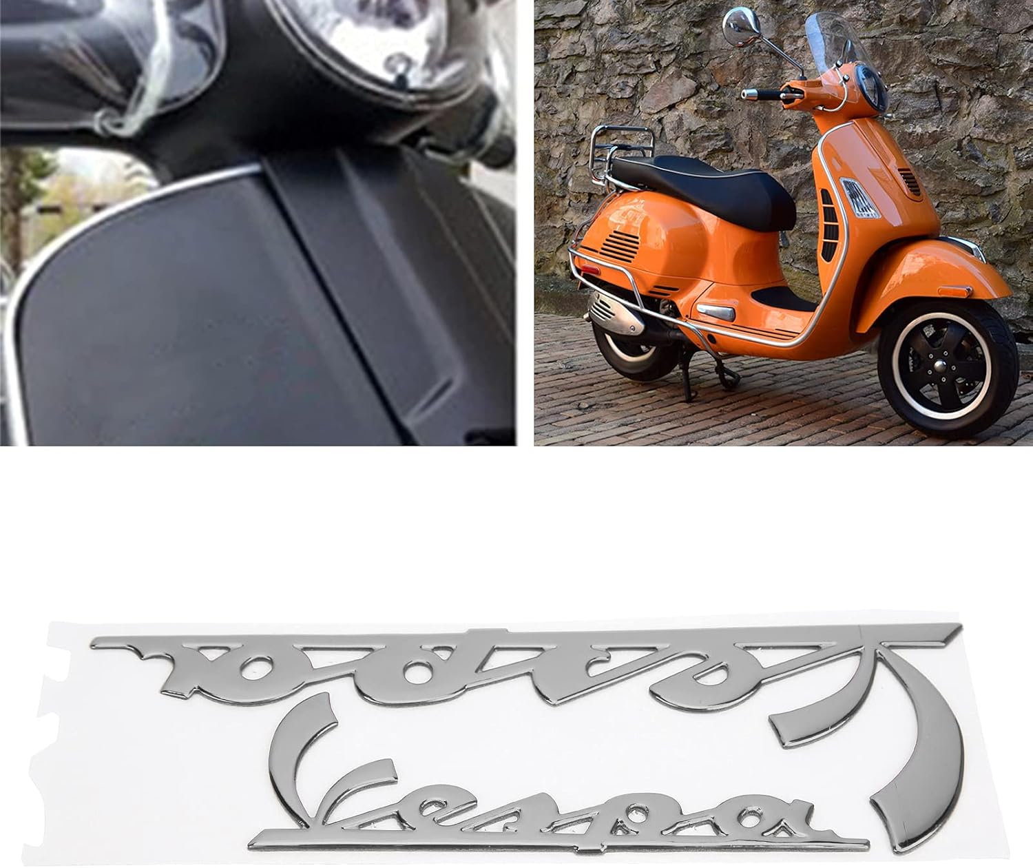 Acouto Motorcycle Sticker for GTS300 LX125 LX150 IE Sprint Primavera 300 LX LXV Super Emblem Sticker 3-Dimensional Decoration(Silver)