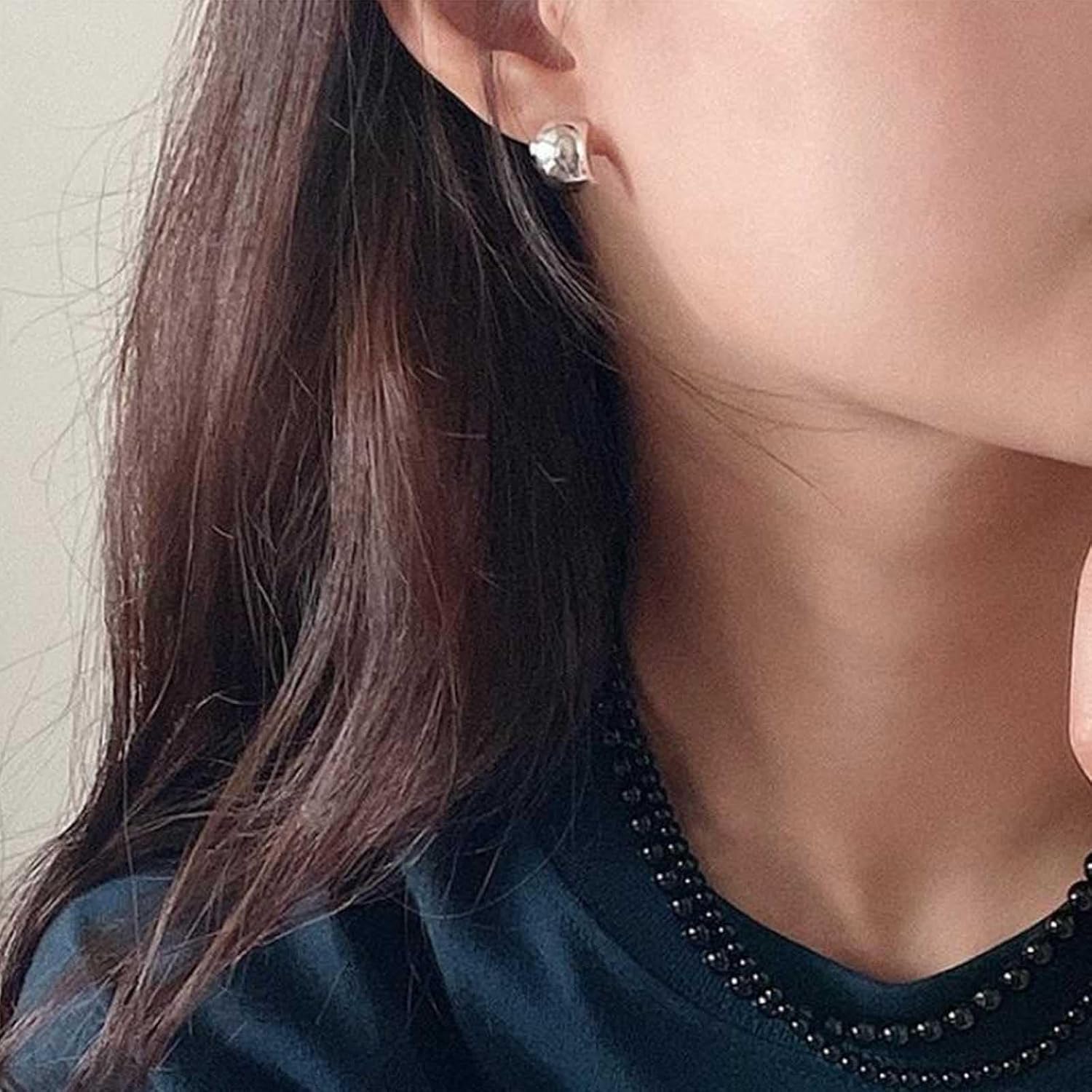 W WEILIRIAN Chunky Stud Half Hoop Earrings Dome Hoop Earrings Thick C Shaped Hoop Earrings Chunky Open Hoop Stud Earrings Gold Trendy Jewelry for Women and Girls Gifts - Image 5