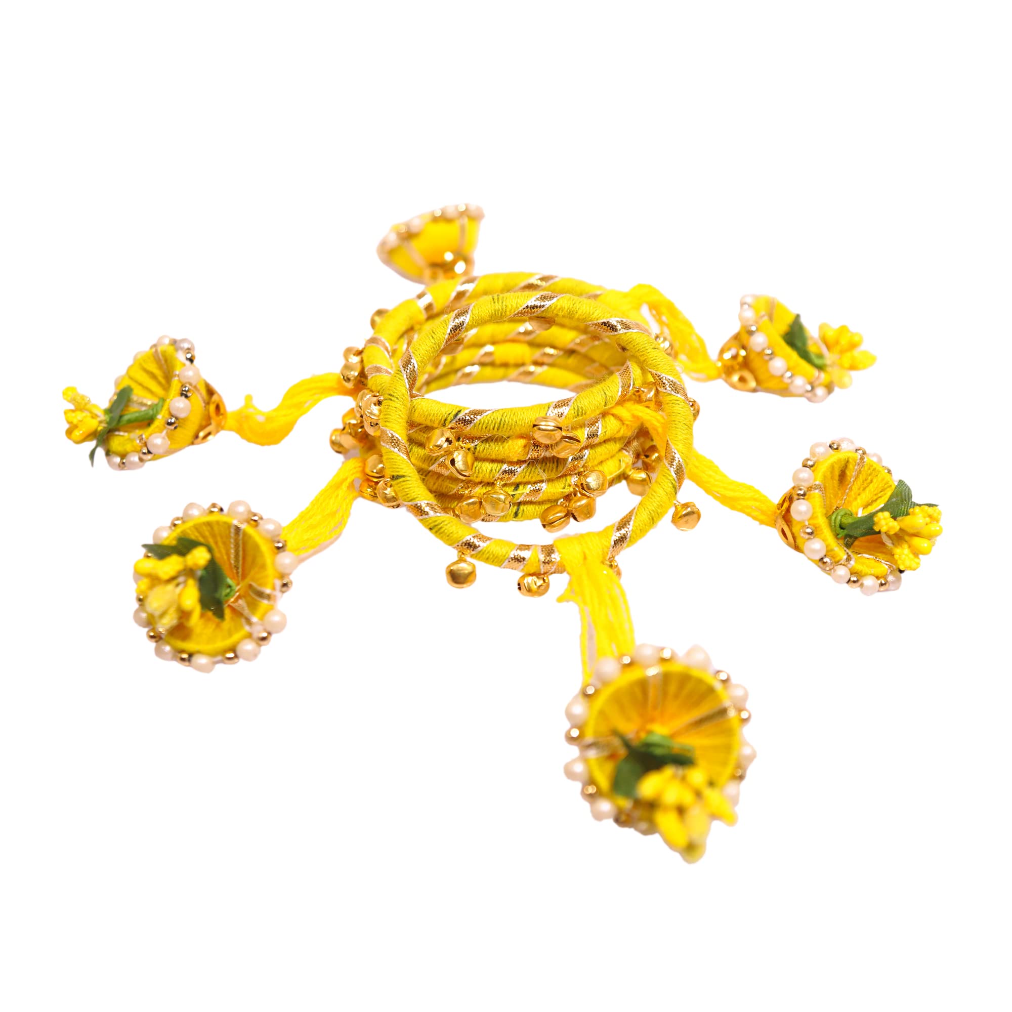 minimal affairs Mehndi Gotta work With Bell Bracelet for Bride/Women for Haldi, Mehandi, Wedding Ceremony - Gota Triklet Design, Available in Pack of 6, 10, 20.