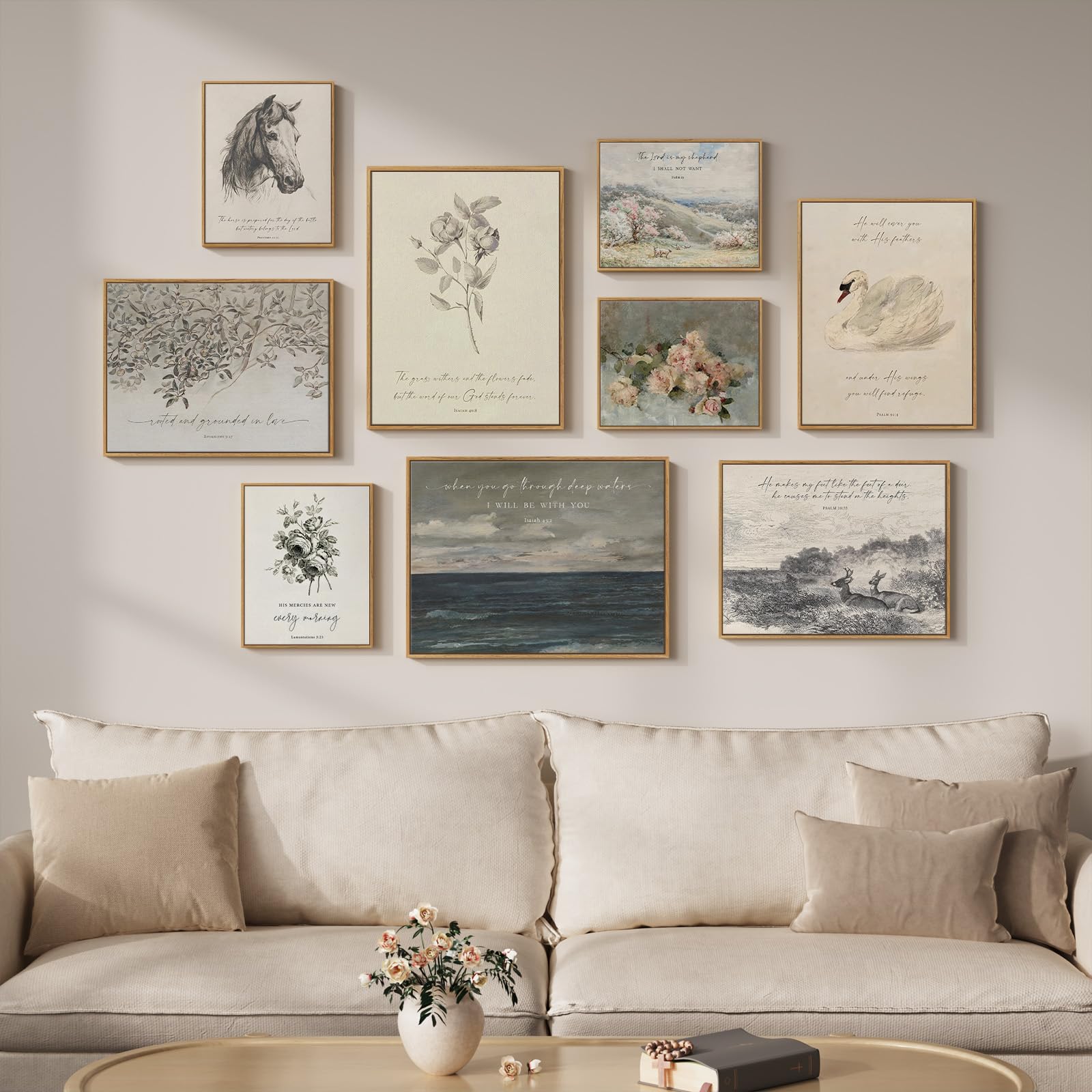 Photo 1 of Cuspin Framed Christian Scripture Gallery Wall Art, Set of 9