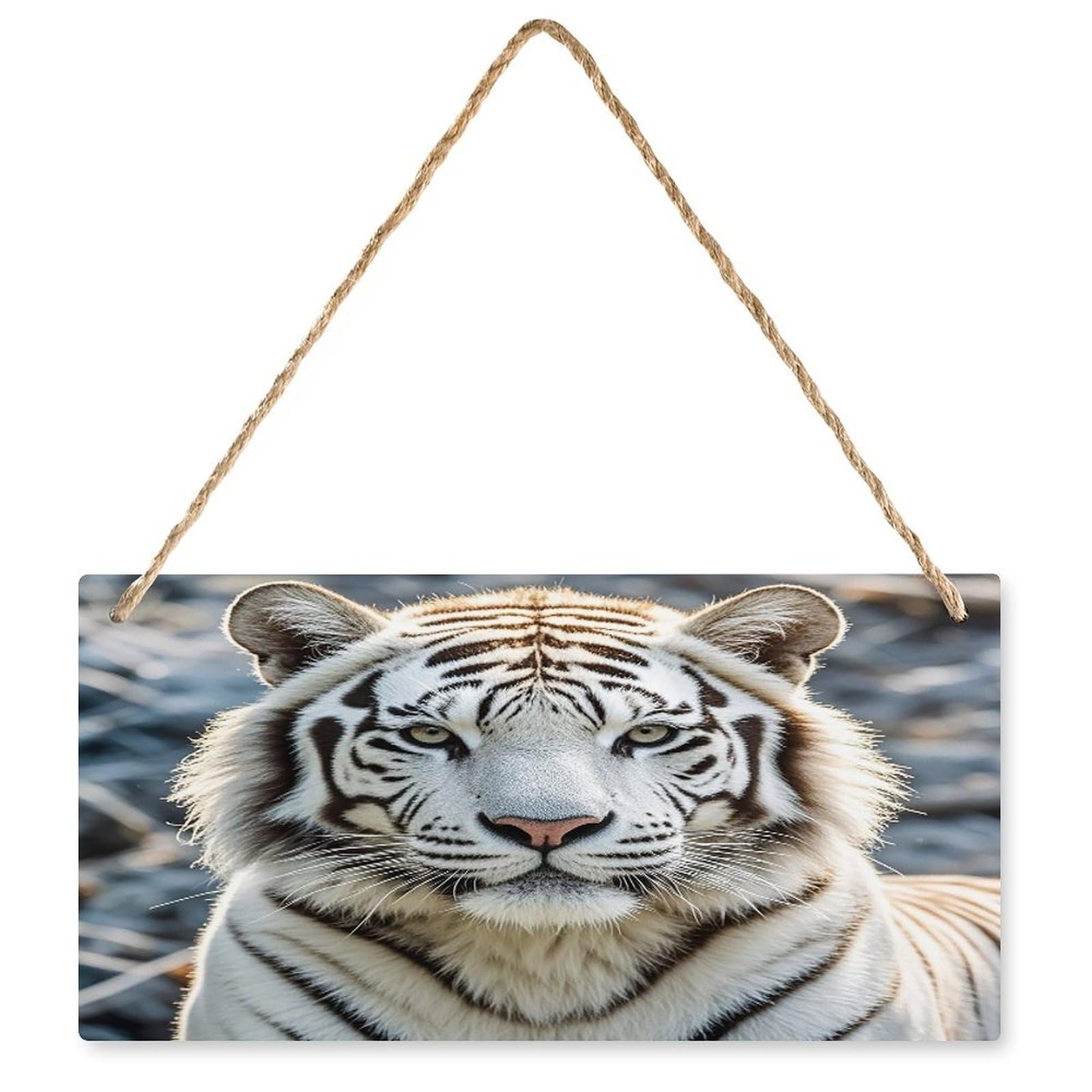 Letrero de madera de tigre blanco personalizado un regalo original de placa para casa nueva