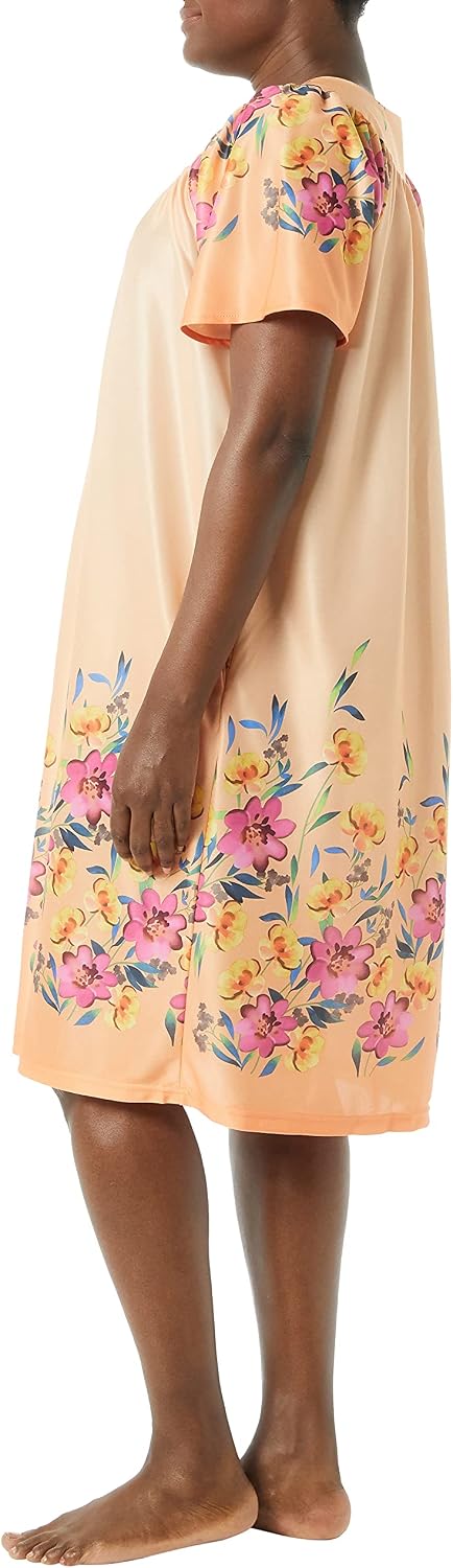 AmeriMark Casual Women’s Patio Muumuu House Dress Loose Comfortable Short Sleeve Sun Dress Lounger Gown Sleepwear for Ladies