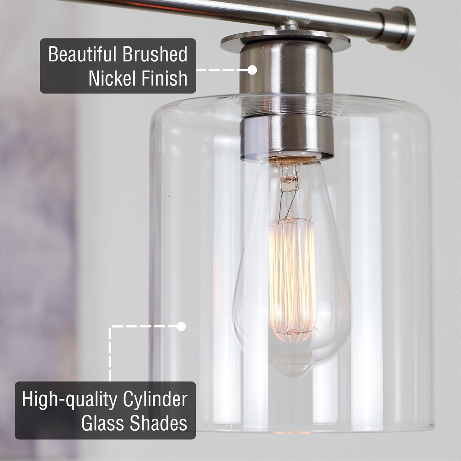 Kira Home Sloane 31" 3-Light Modern Industrial Farmhouse Island Light + Clear Glass Shades, Adjustable Hanging Height, Brushed Nickel Finish