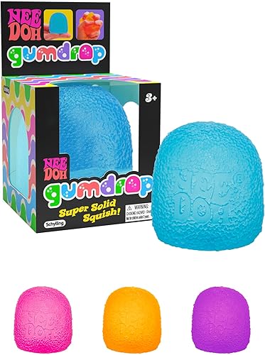 Schylling NeeDoh Gumdrop - Juguete sensorial texturizado con aplastamiento súper sólido, 2.5 pulgadas de alto, los colores pueden variar (paquete de