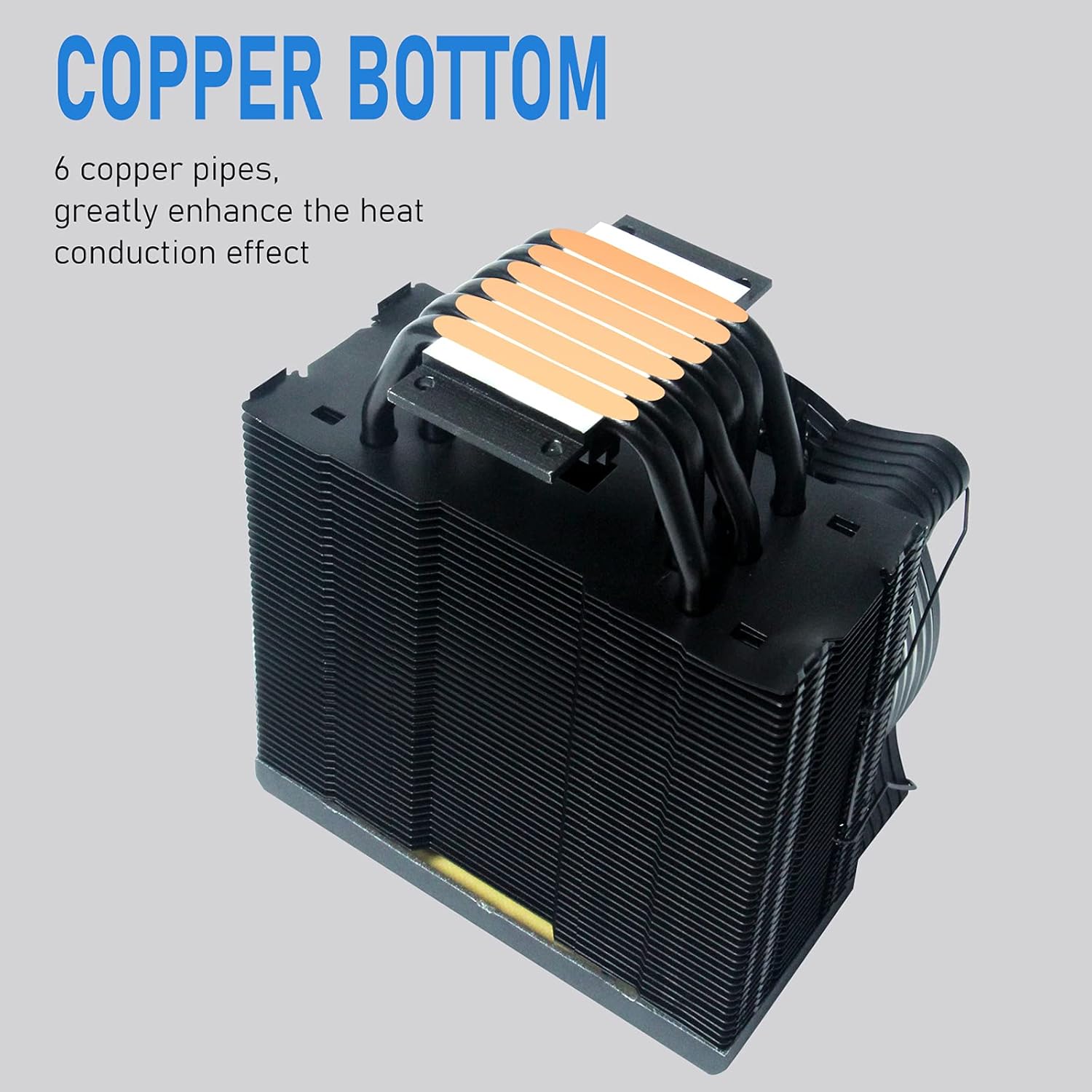 Copper bottom of aigo P6 CPU Air Cooler with heat pipes