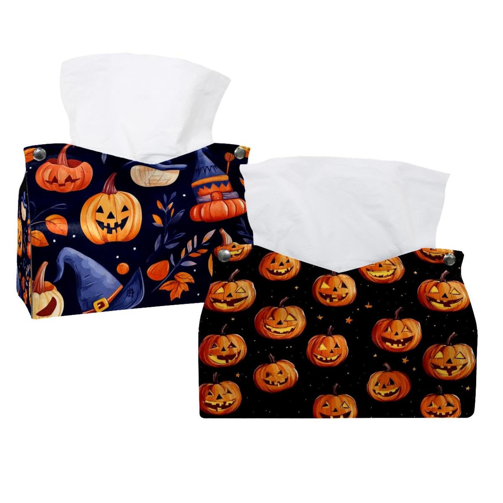 Porte-mouchoirs citrouille d'Halloween en lot de 2, cadeau original pour amateurs d'automne