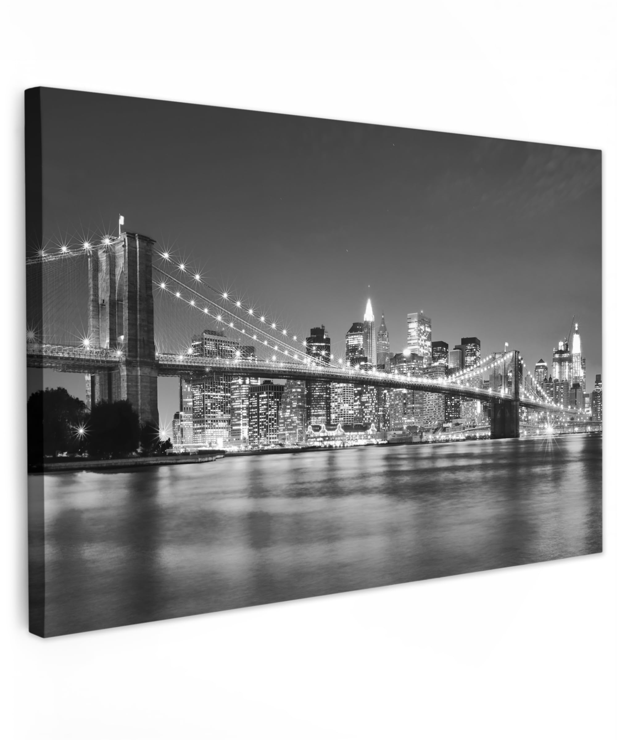 MuchoWow© Leinwand Bilder Groß 120x80 cm XXL Schwarzweiss Wanddeko Wohnzimmer Aesthetic Room Decor Deko Zimmer Wandbilder Modern Fotogeschenke New York - Brücke - Brooklyn - Schwarz und weiß - Weiss
