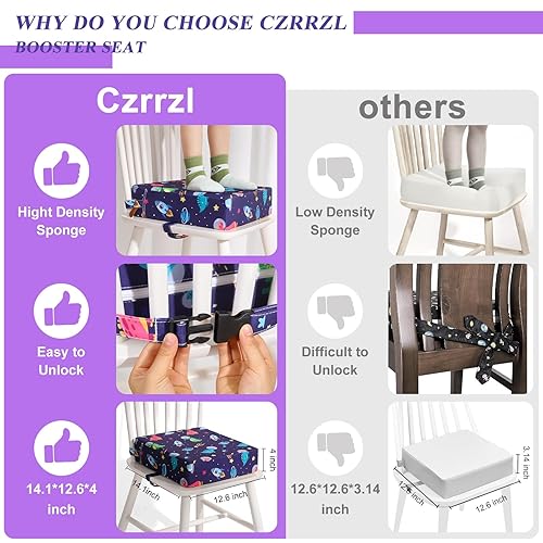 Miniatura 5 de Asiento elevador para mesa de comedor 45D con dibujos animados, asiento elevador de apoyo más fuerte para mesa de comedor, lavable, 2 correas más