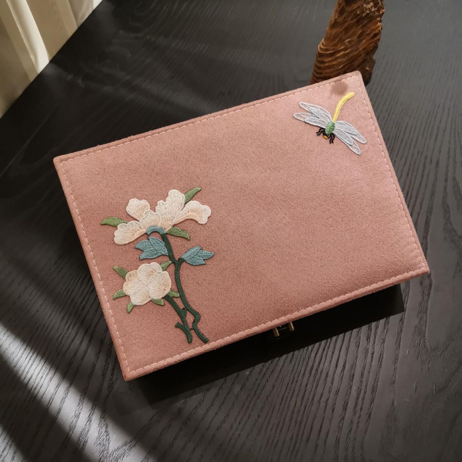 Chinesische Schmuckschatulle, handgefertigte Schmuck Organizer aus Holz mit Samt Innenraum und Schlosszubehör, Aufbewahrungsbehälter, Schmuckschatulle mit mehreren Fächern