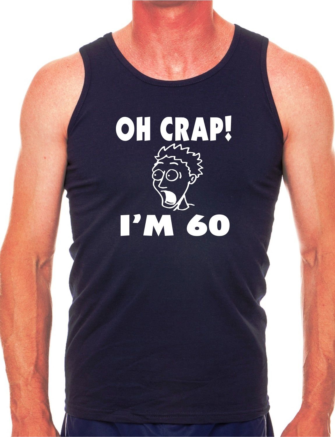 Oh Crap I'm 60 60th Birthday Mens Vest Tank Gym Top X-Large Navy Blue