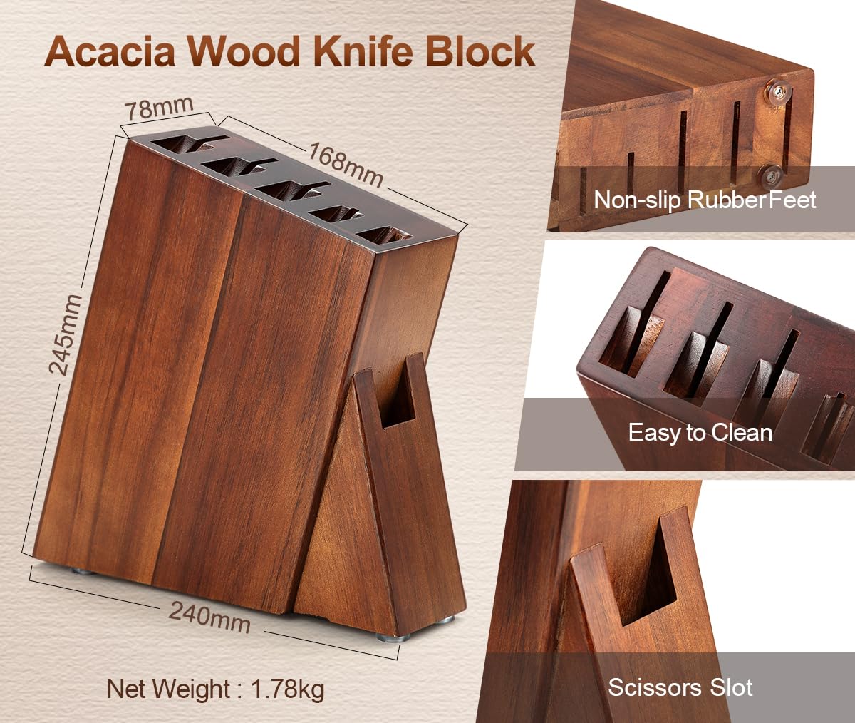 XINZUO Acciaio Damasco Set Coltelli da 7 Pezzi con Portacoltelli, Professionale Coltello da Chef Santoku Pane Universali Frutta, Forbici da Cucina Multifunzione, Manico Rosewood Ergonomico -Yi Serie
