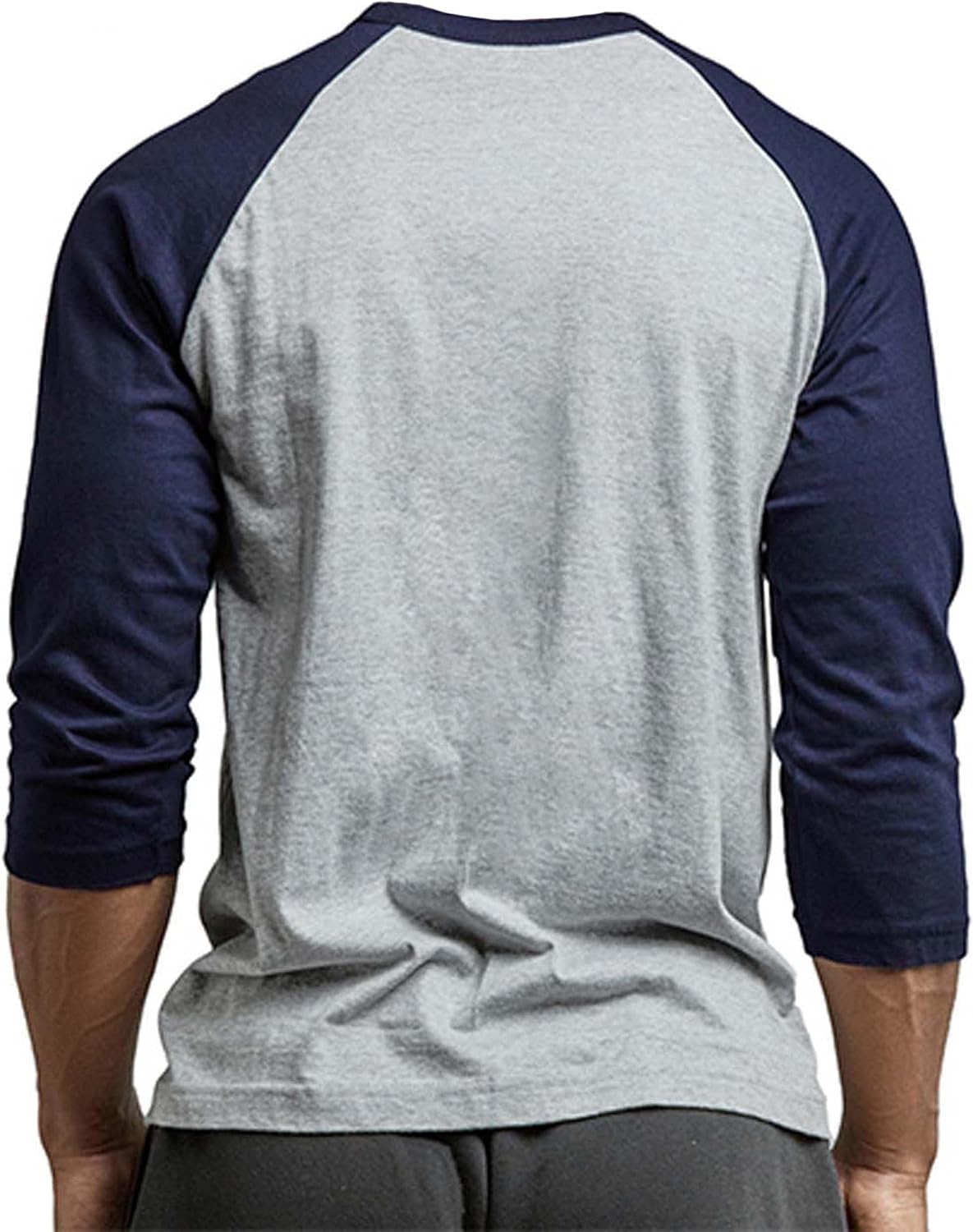 Men's Raglan Baseball Tee Shirt - Cotton Two Tone Casual Athletic Top - Image 4