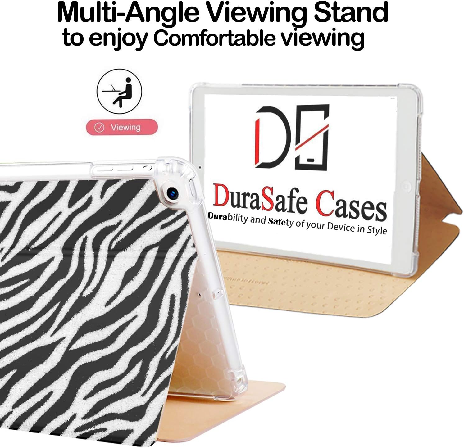 DuraSafe Cases for iPad 10.2 9th 8th 7th Generation Case A2602 MK2K3LL/A MK2L3LL/A A2604 MK2N3LL/A MK2P3LL/A A2603 A2605 MK6A3LL/A MK693LL/A A2270 MYLC2LL/A A2428 A2429 A2430 A2197 - Zebra Print