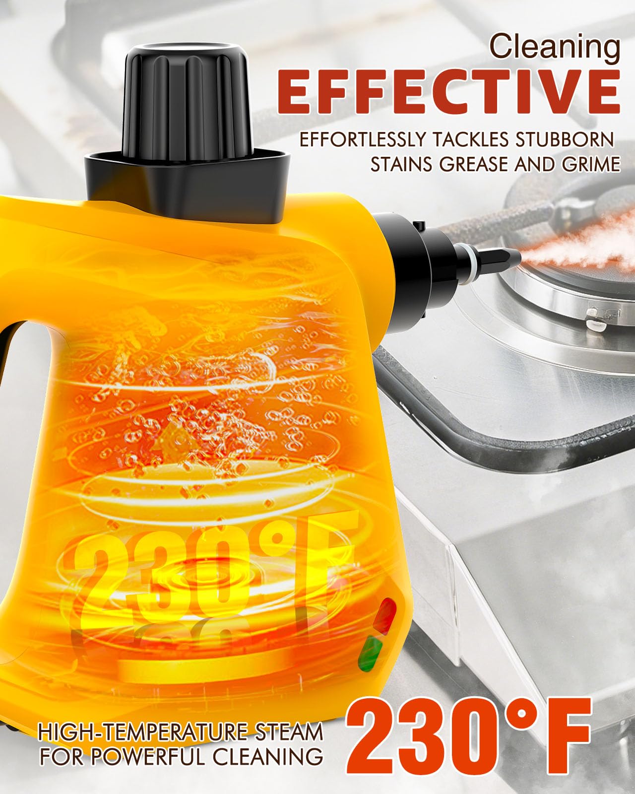 Limpiador a vapor, limpiador de vapor de mano a presión para el hogar, vaporizador natural multiusos con 9 accesorios para cocina, coche, muebles, baño, suelo, lechada y azulejos
